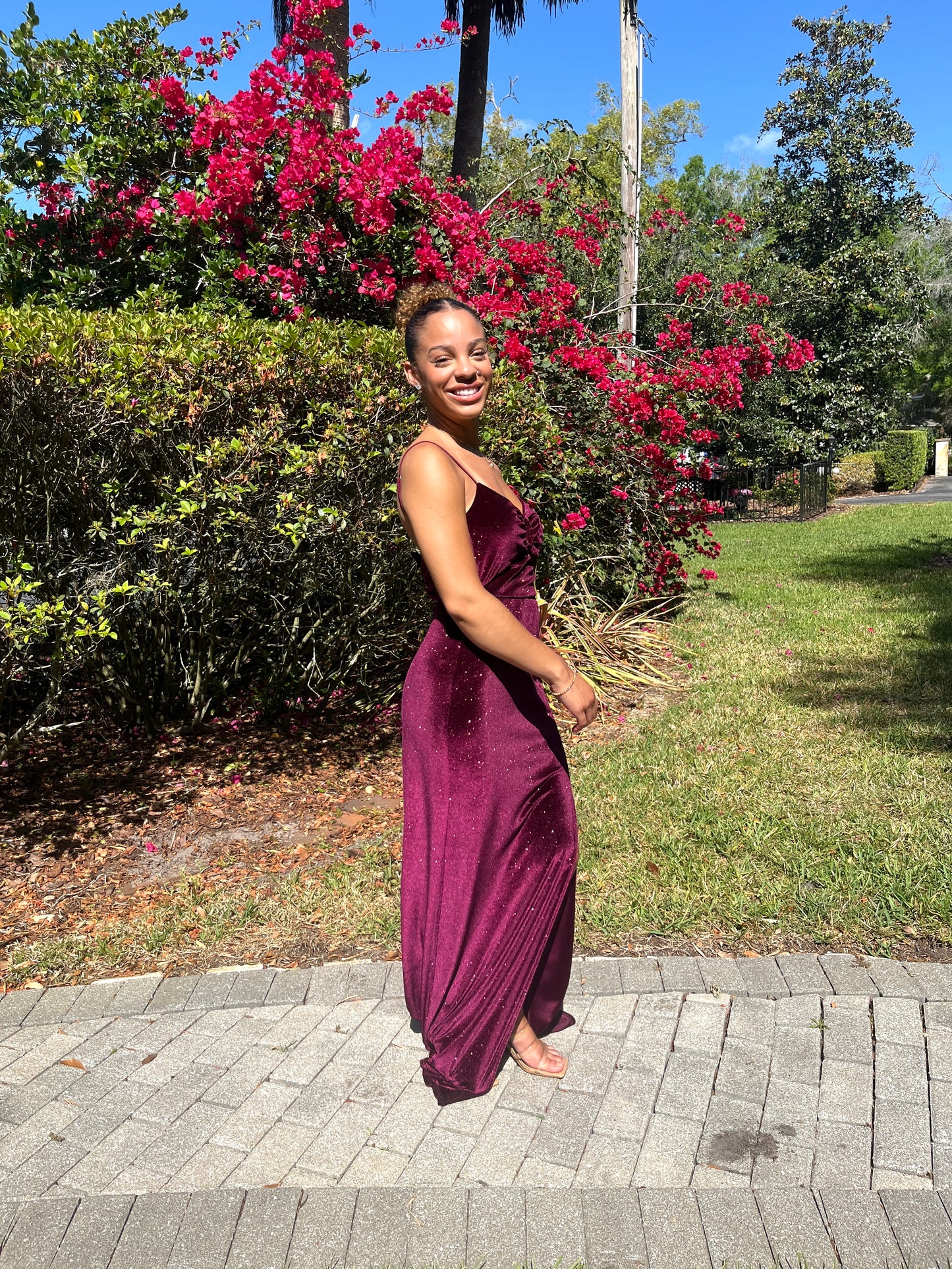 Glitter Velvet Peekaboo Dress
