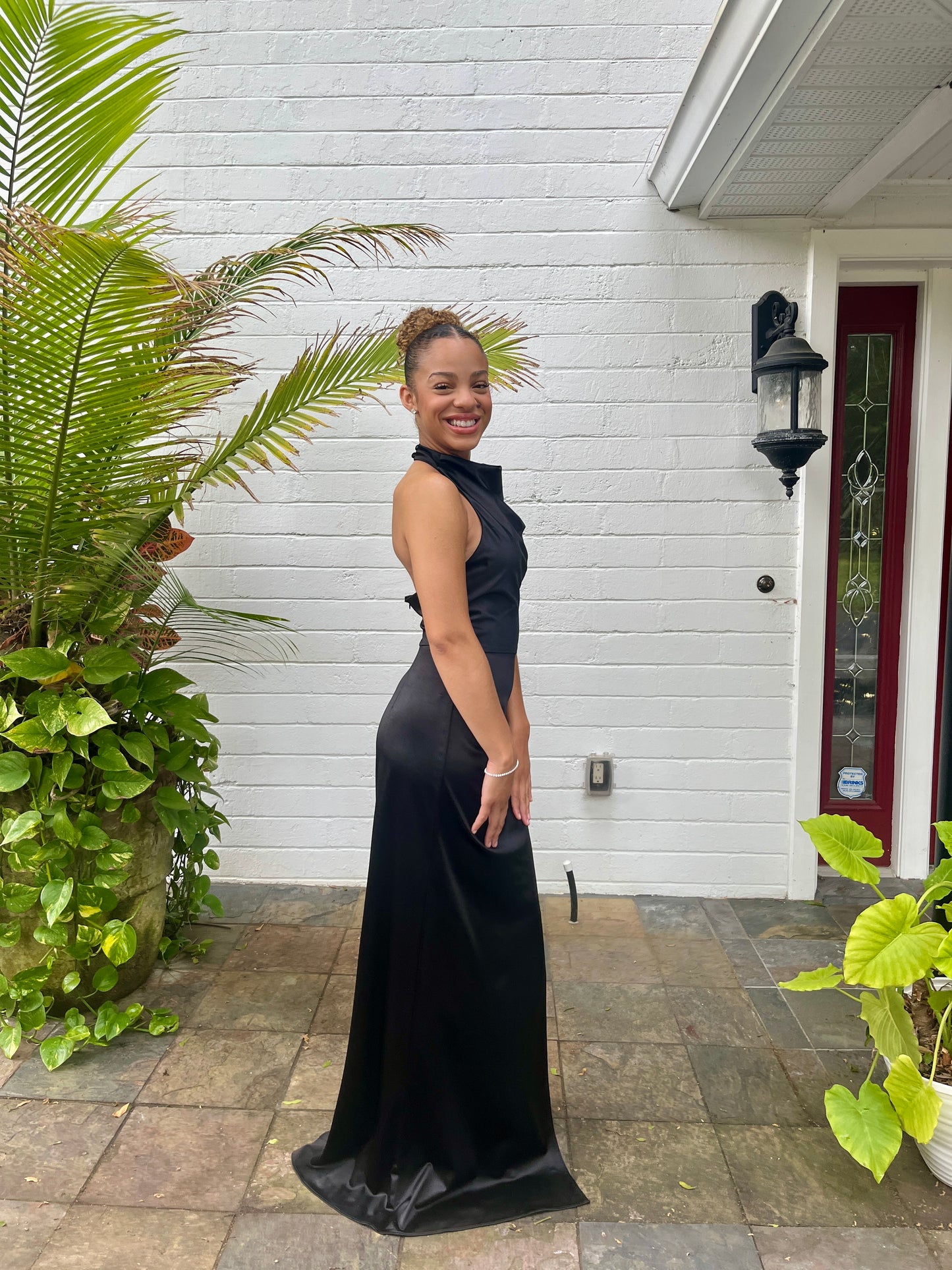 High Neck Open Back Dress
