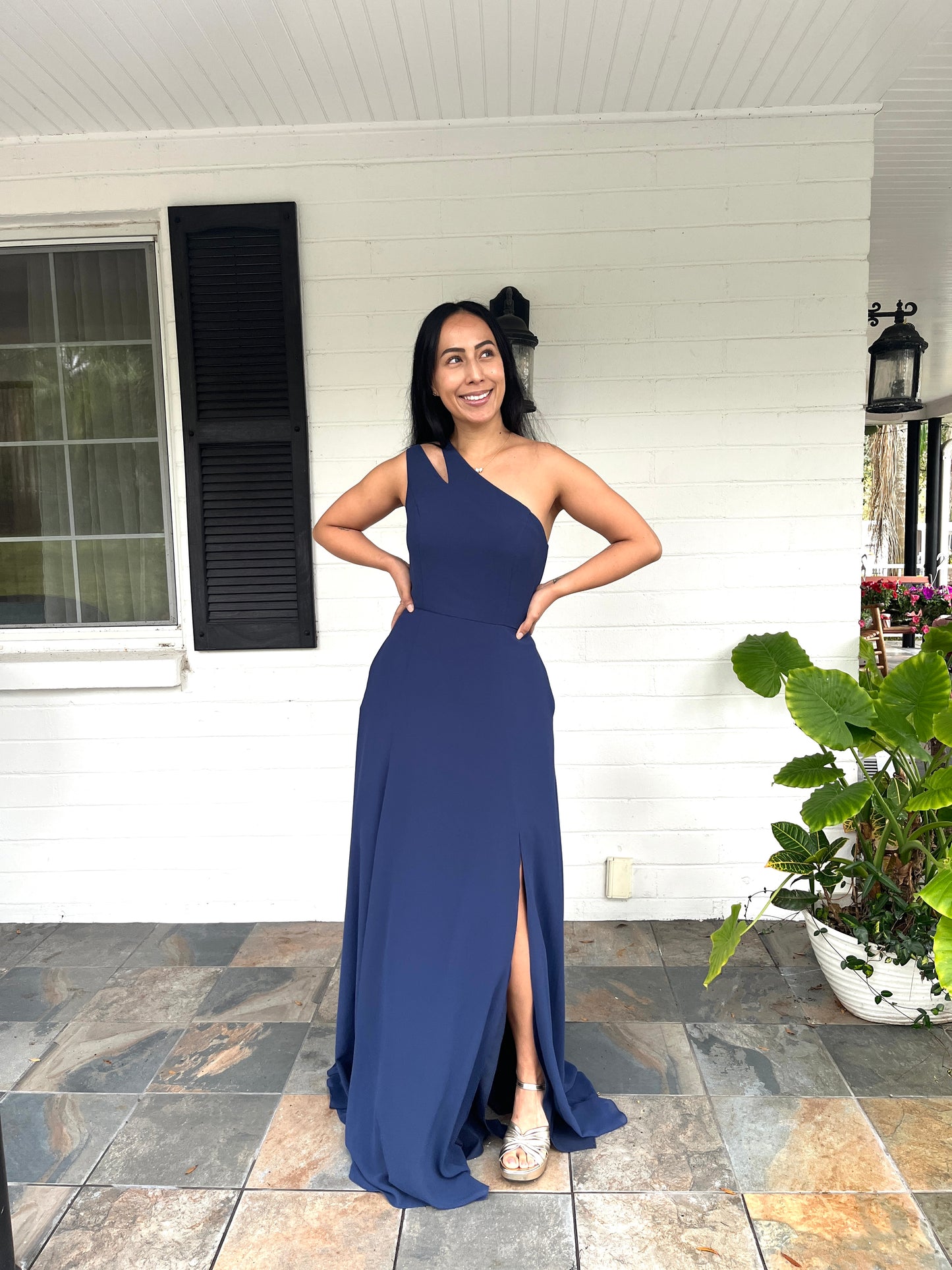 One Shoulder Split Leg Dress