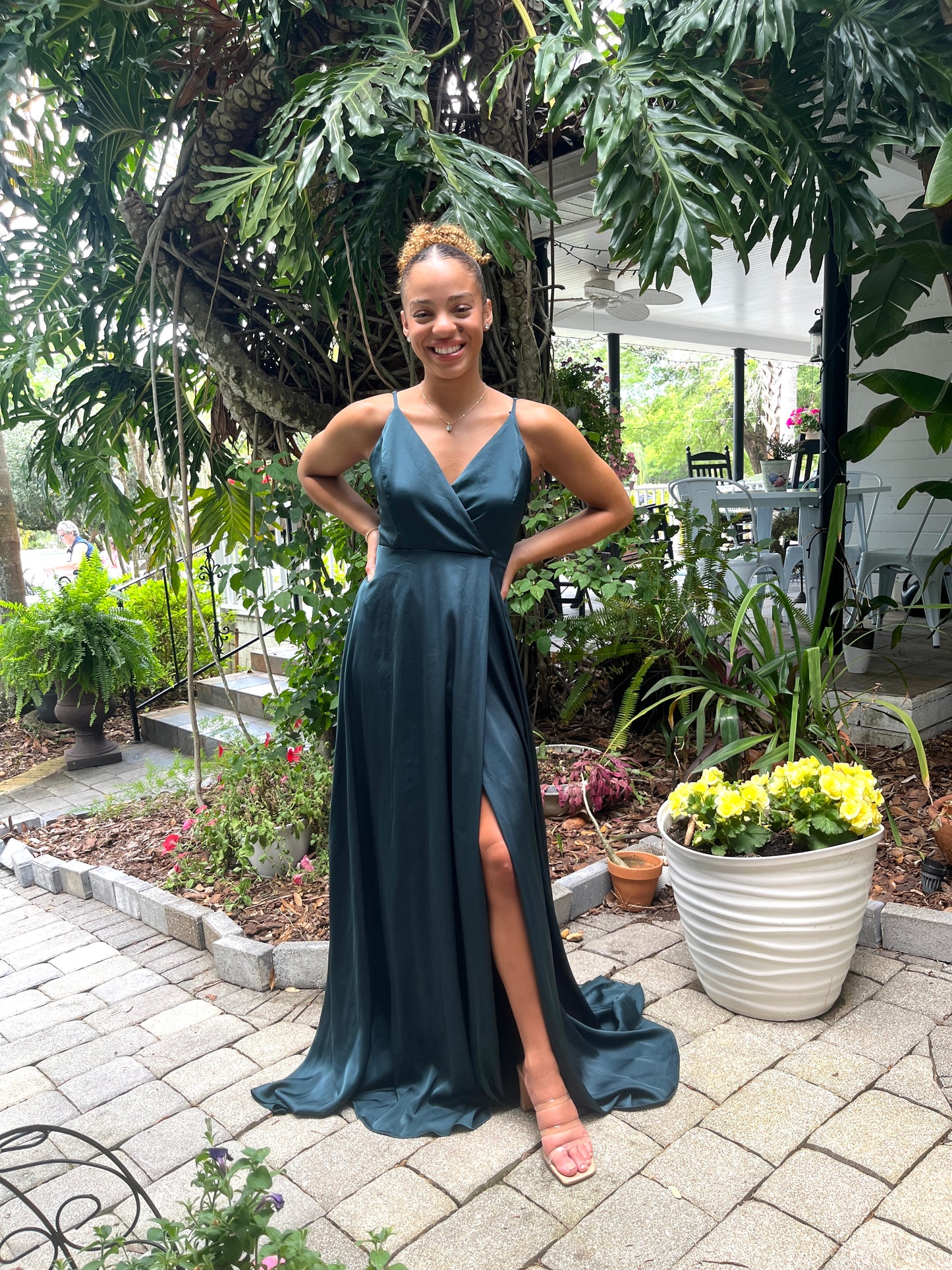 Surplice Bodice Satin Dress