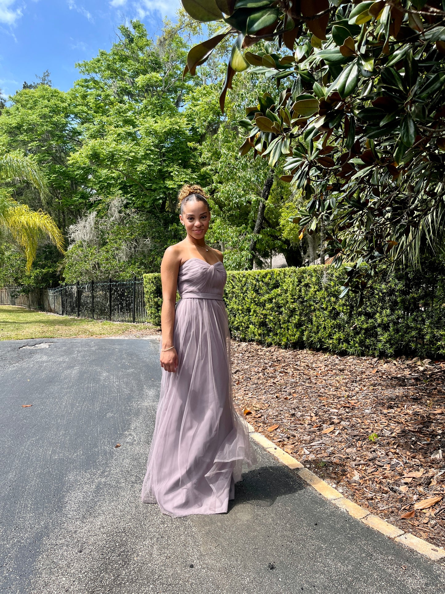 Tulle Strapless Dress with Removable Belt