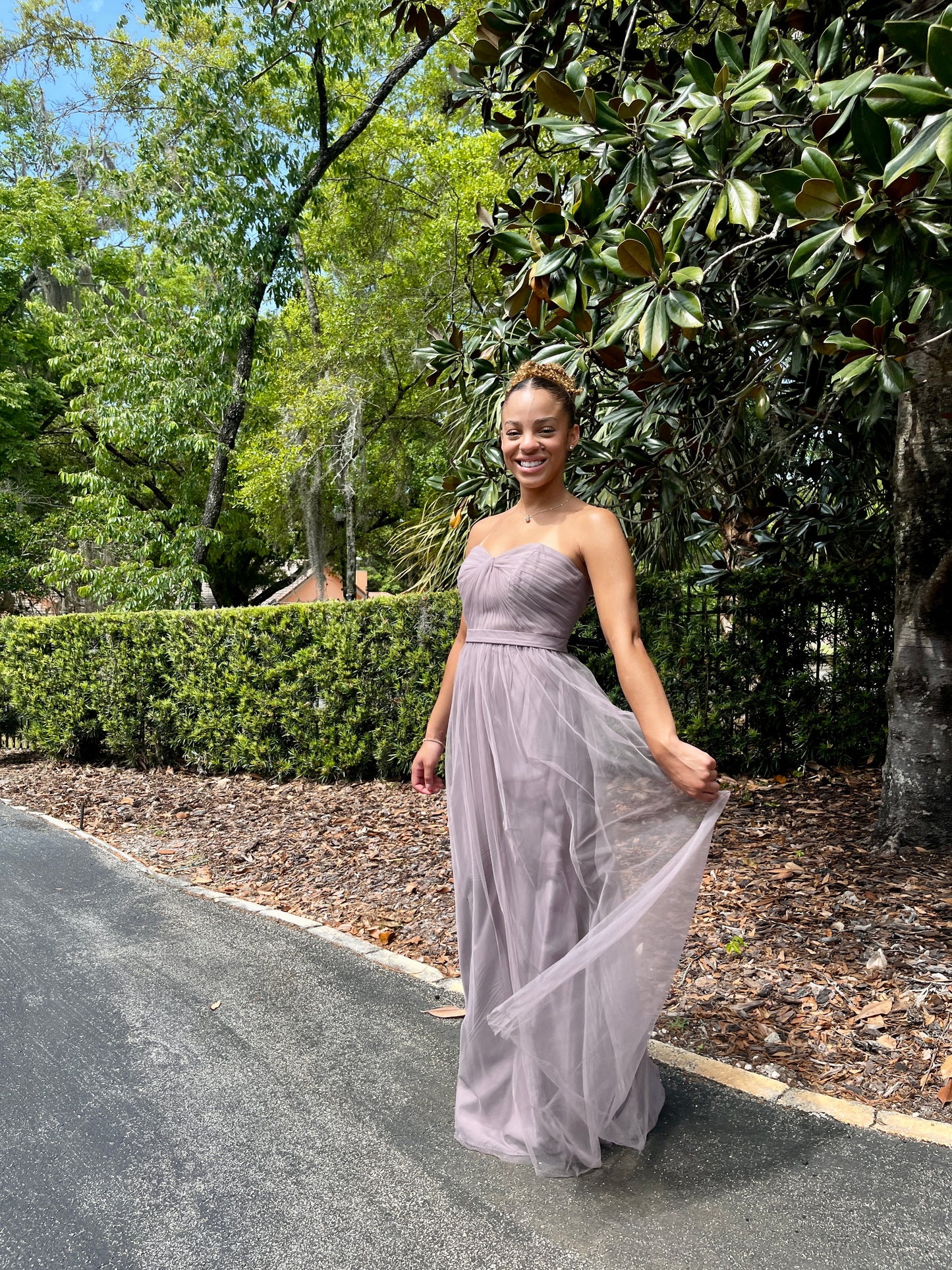 Tulle Strapless Dress with Removable Belt