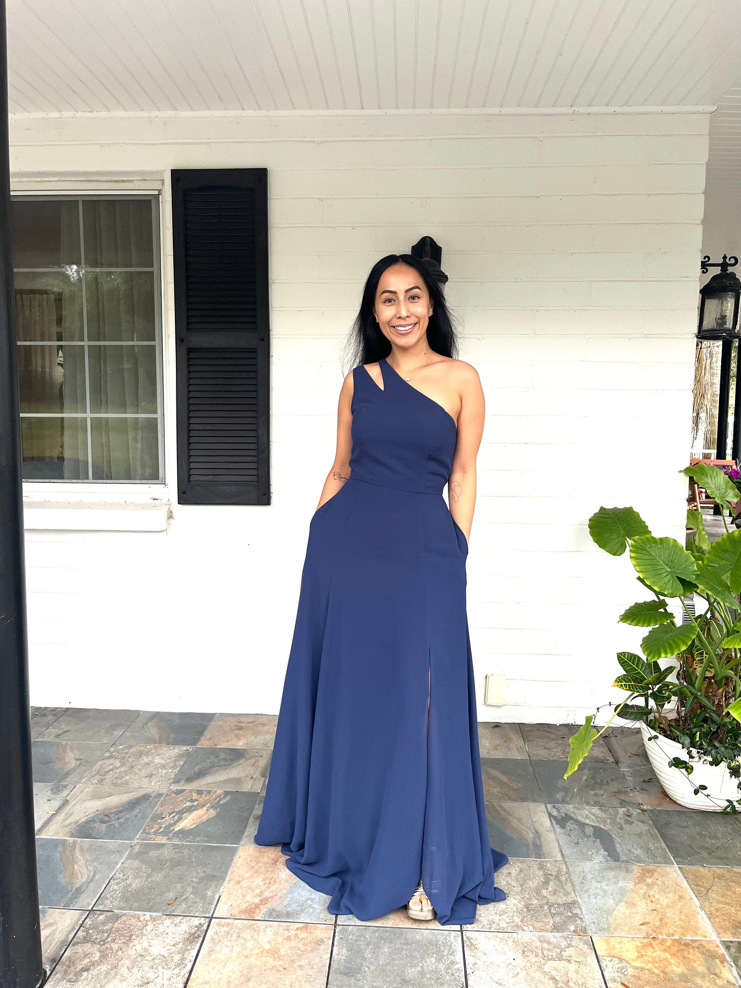 One Shoulder Split Leg Dress