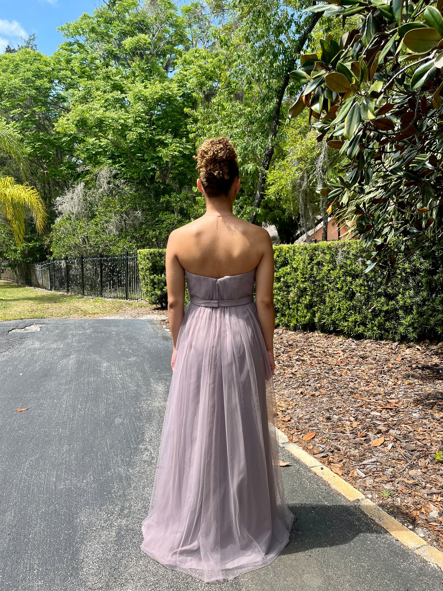 Tulle Strapless Dress with Removable Belt