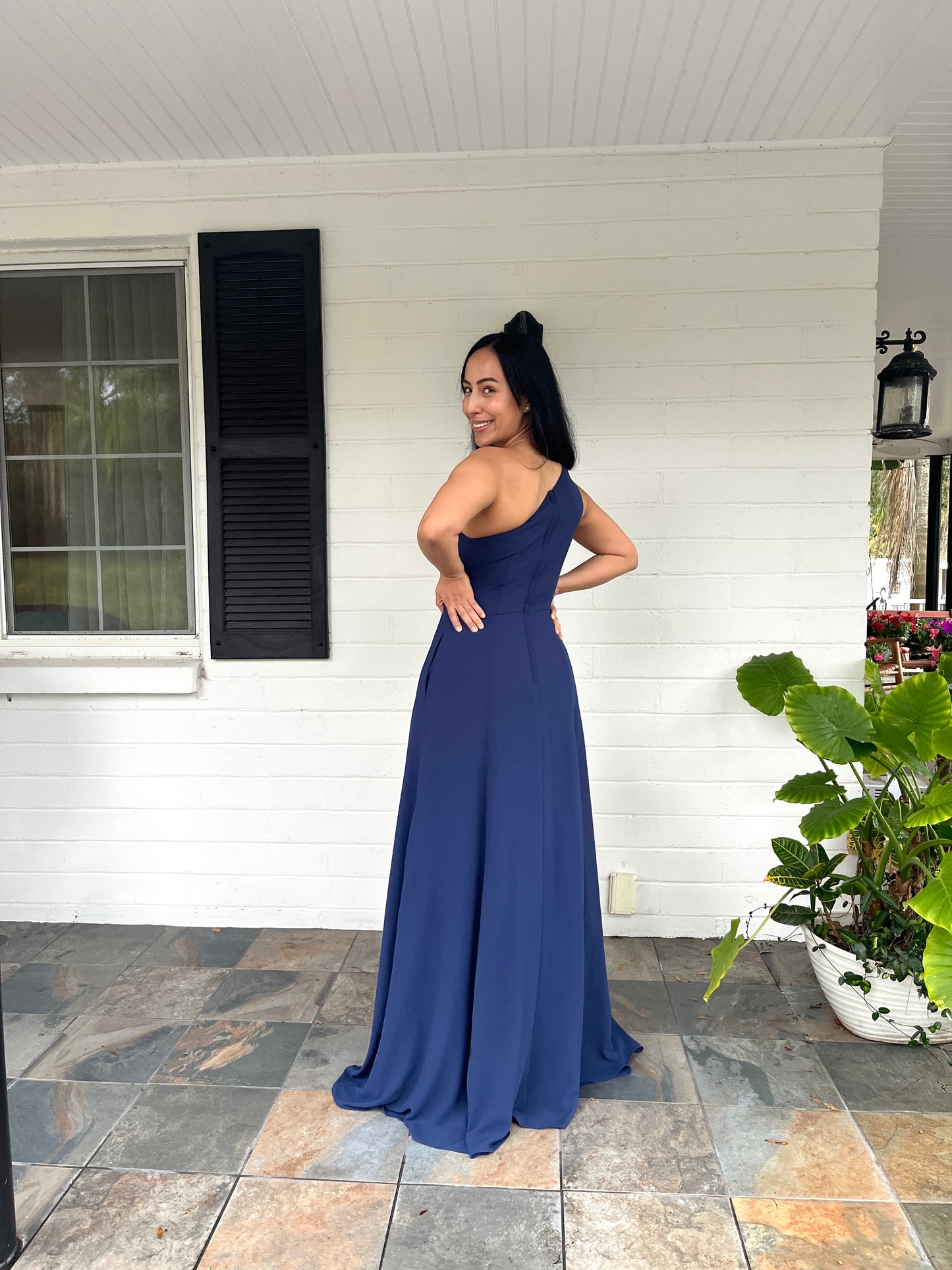 One Shoulder Split Leg Dress