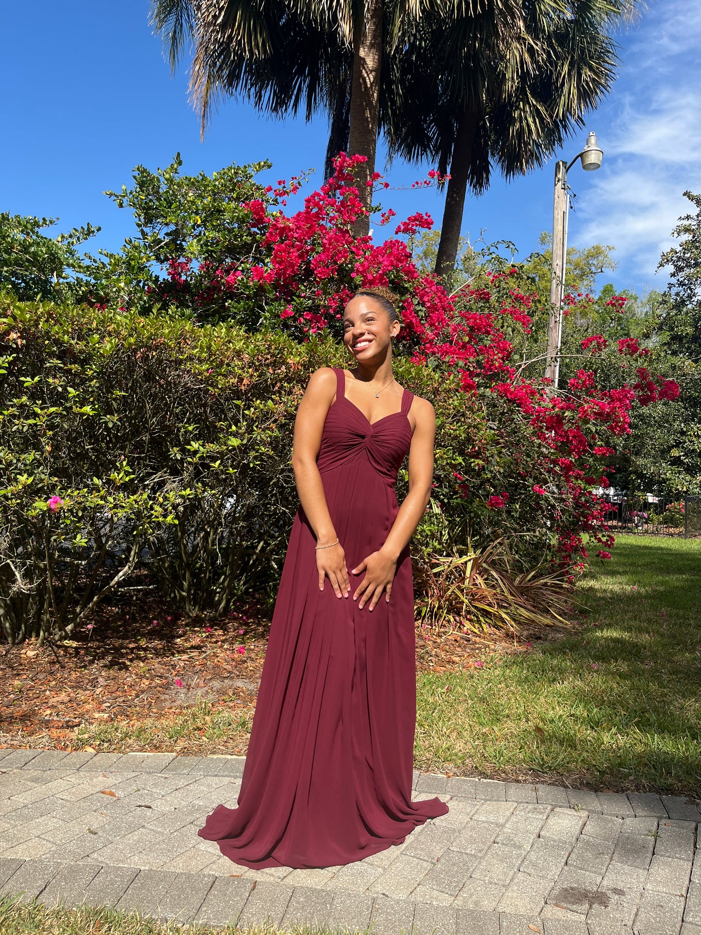 Empire Pleated Chiffon Dress