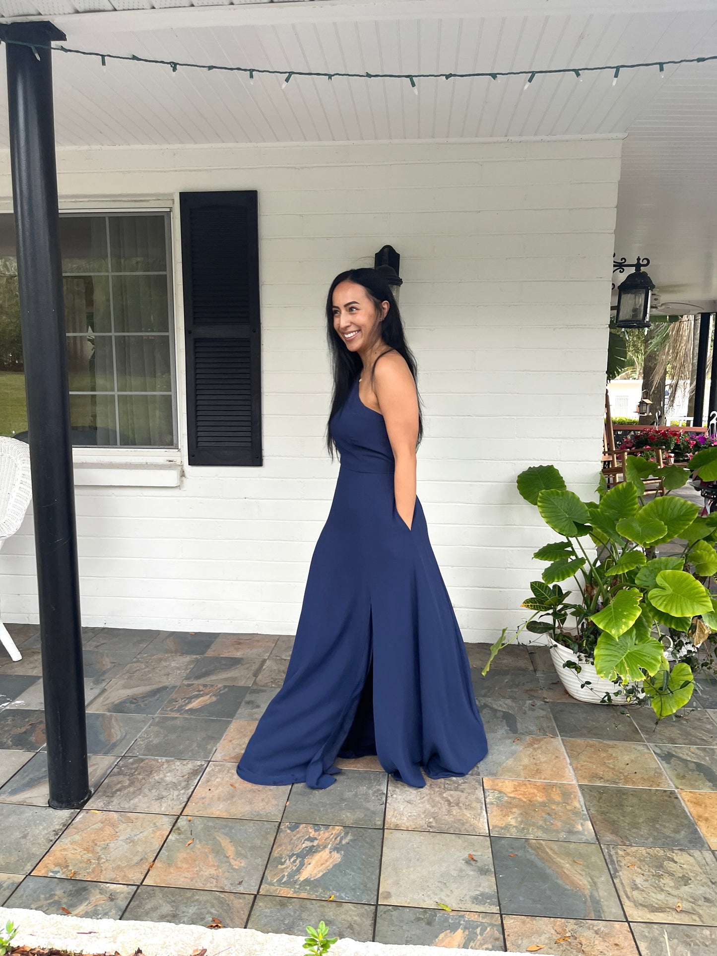 One Shoulder Split Leg Dress