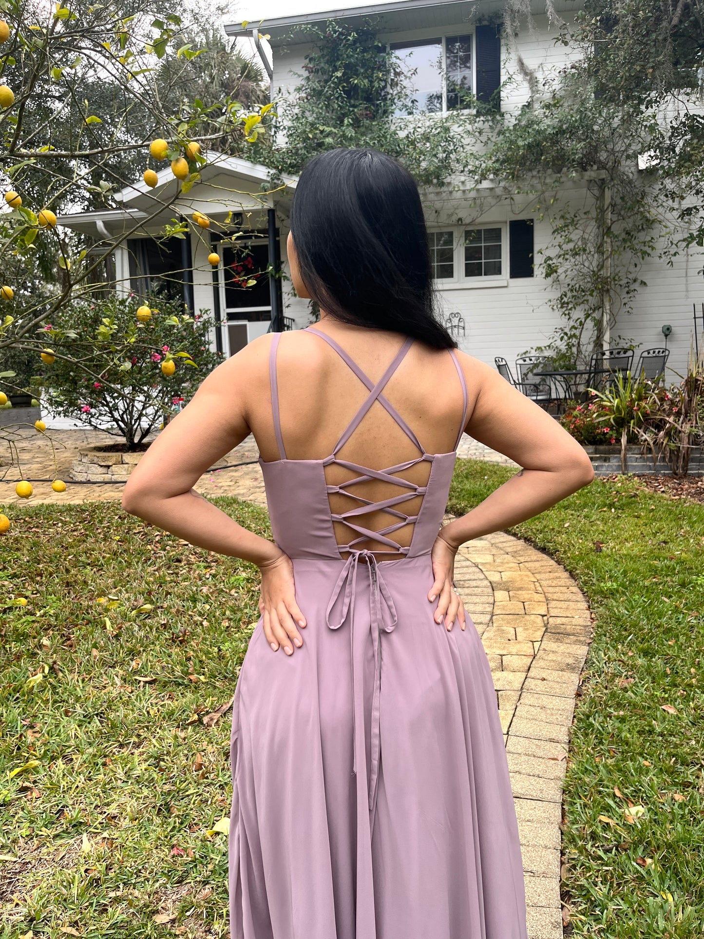 Double Strap Lace Up Back Dress