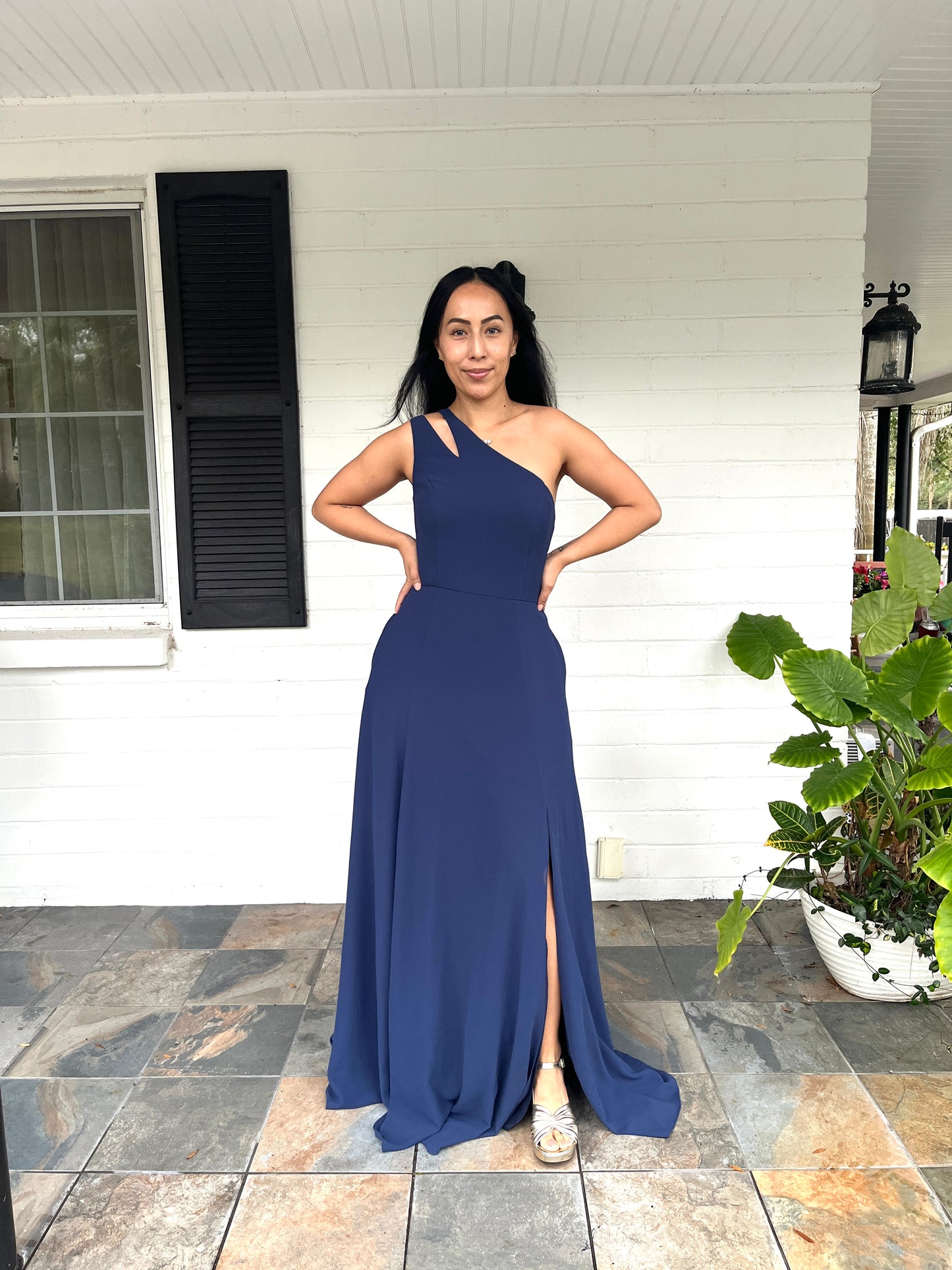 One Shoulder Split Leg Dress