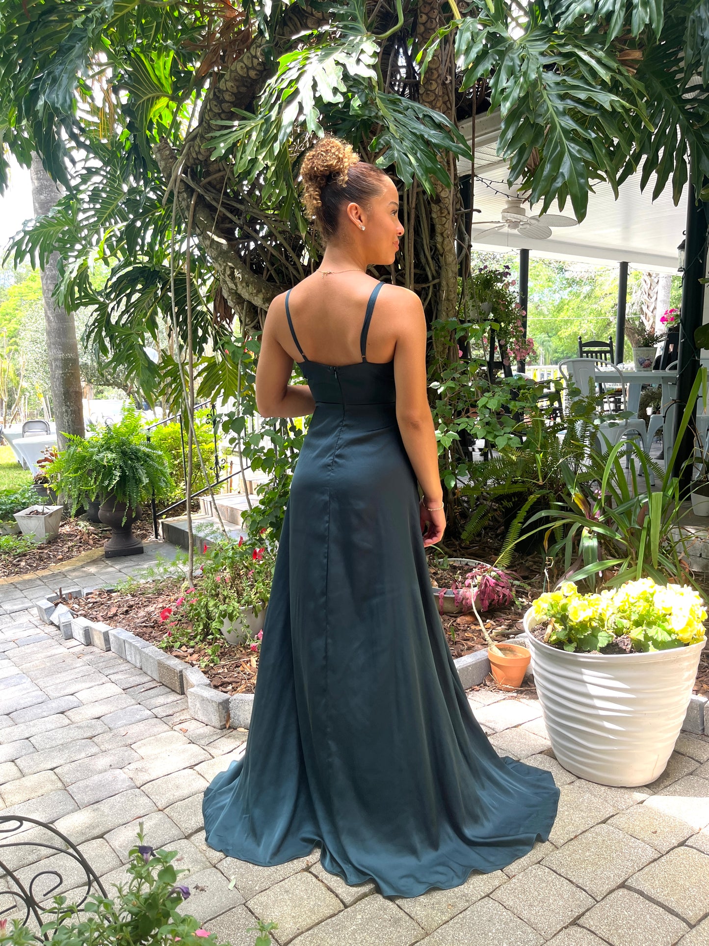 Surplice Bodice Satin Dress