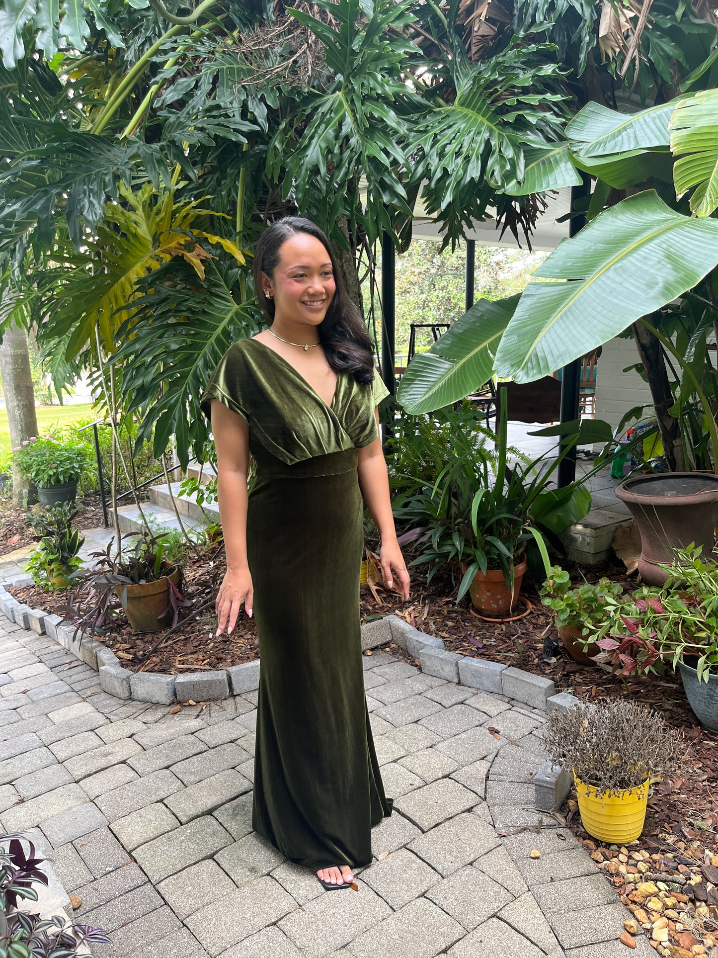 Velvet Ruched Off The Shoulder Dress
