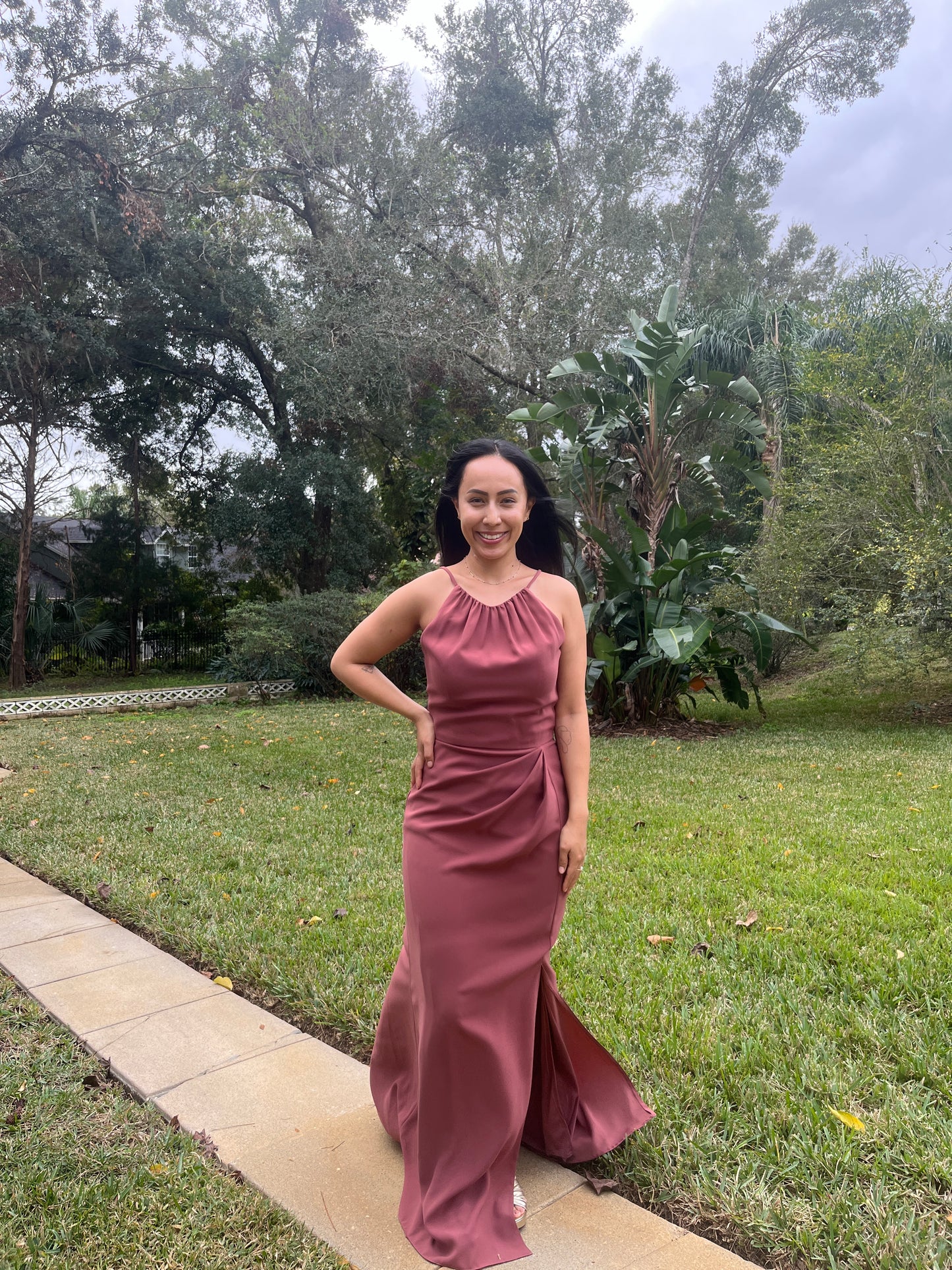 Elegant Pleated Halter Dress