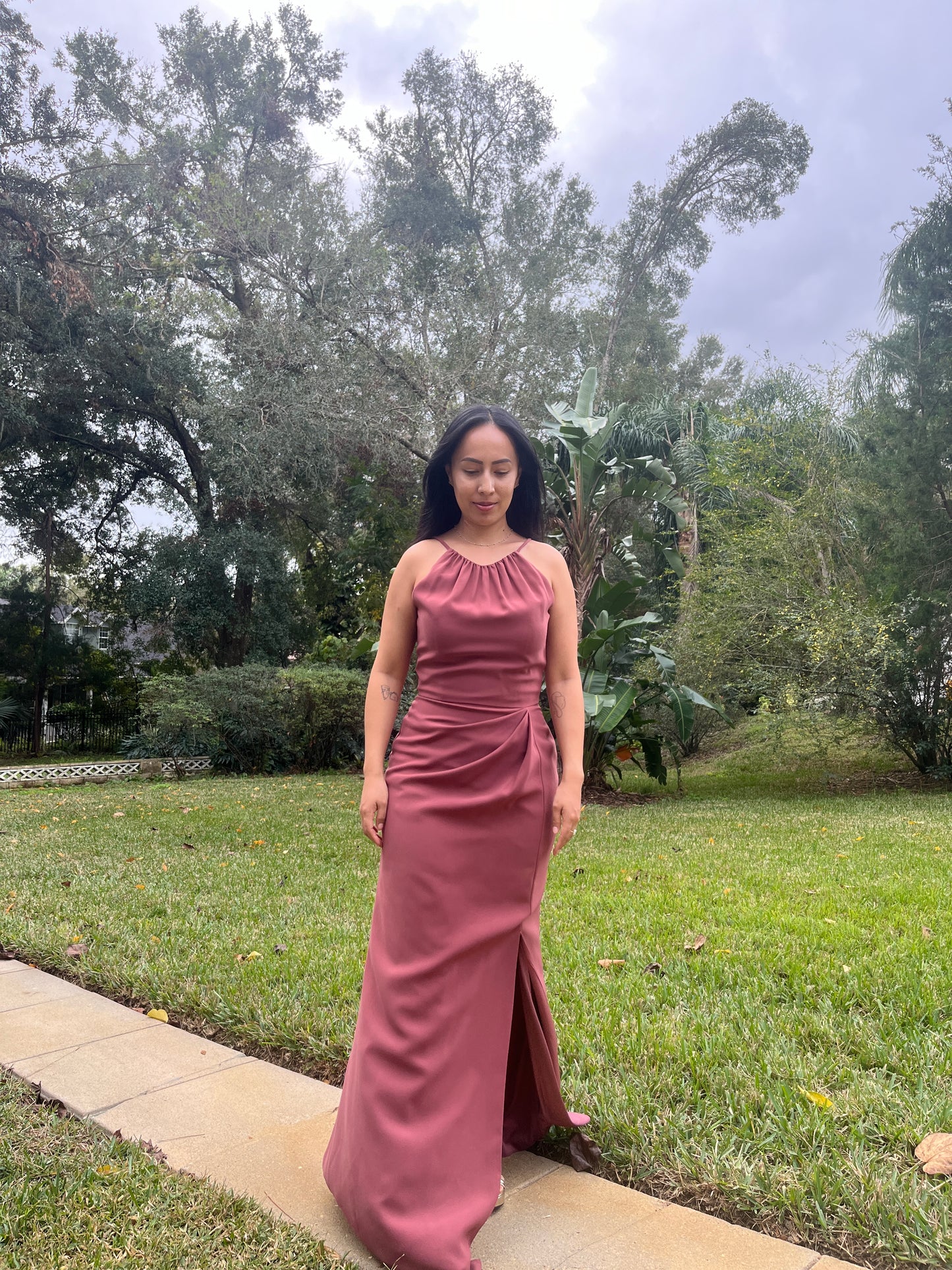 Elegant Pleated Halter Dress