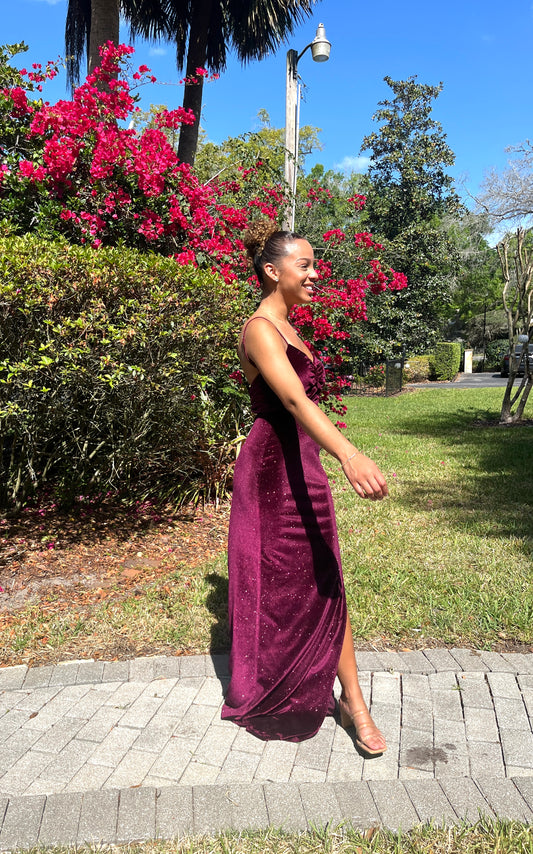 Glitter Velvet Peekaboo Dress