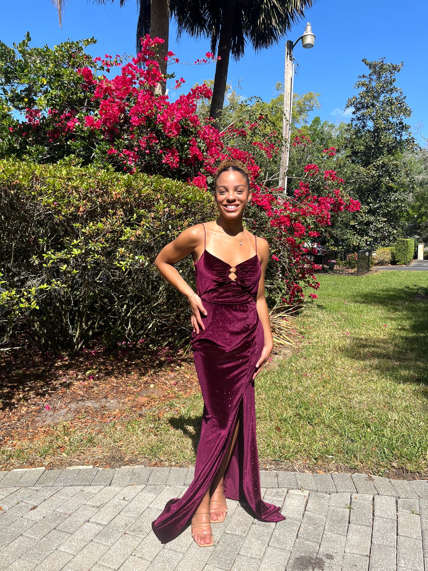 Glitter Velvet Peekaboo Dress