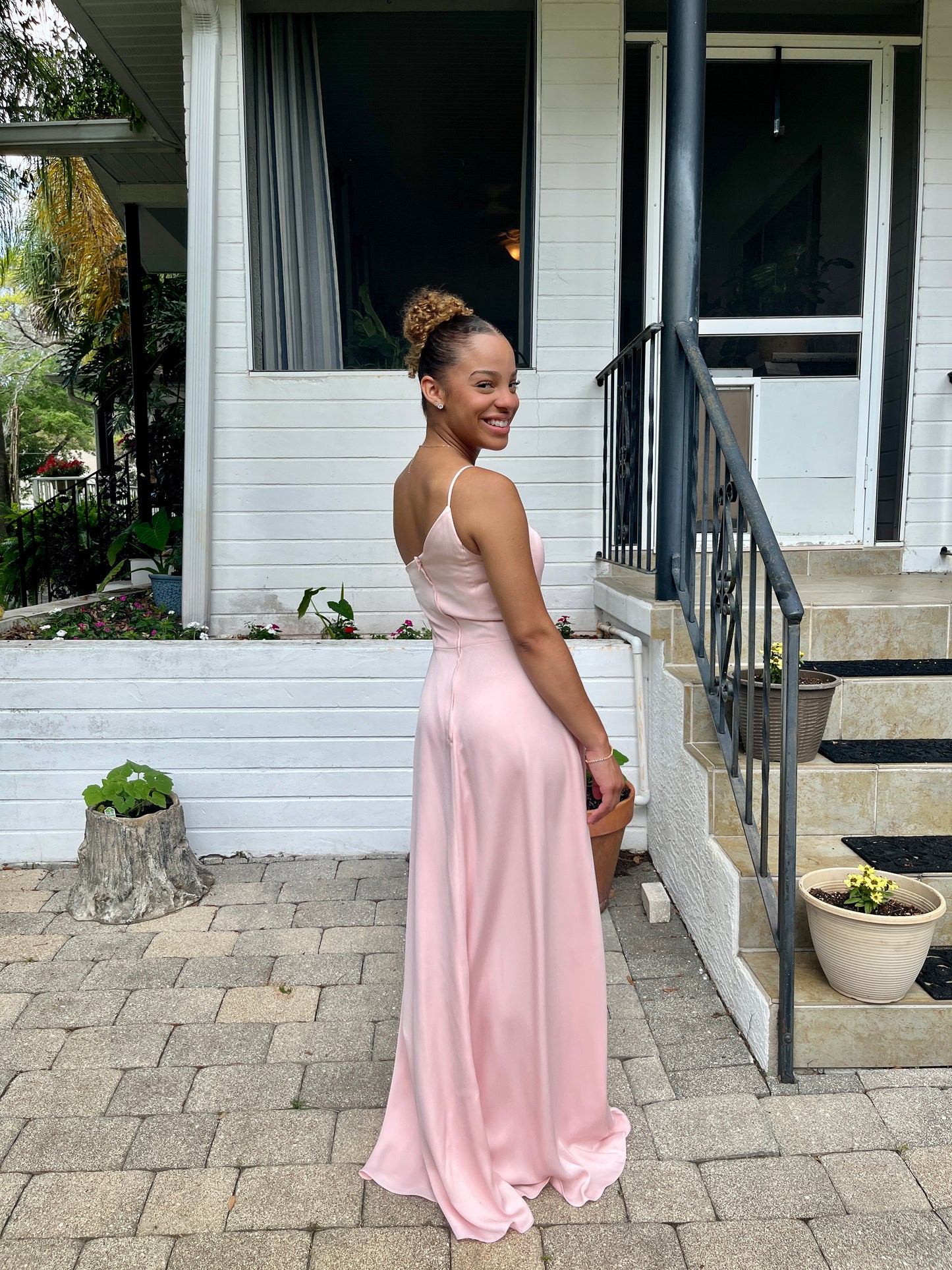One Shoulder High Slit Dress