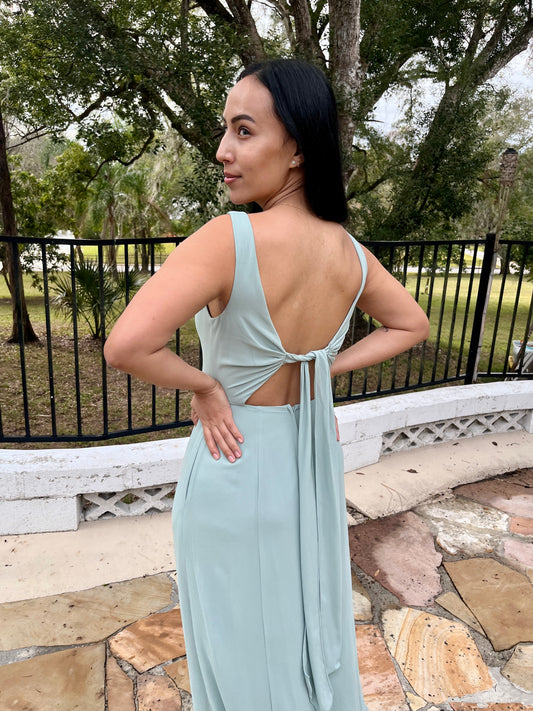 Scoop Neckline Tie Back Dress