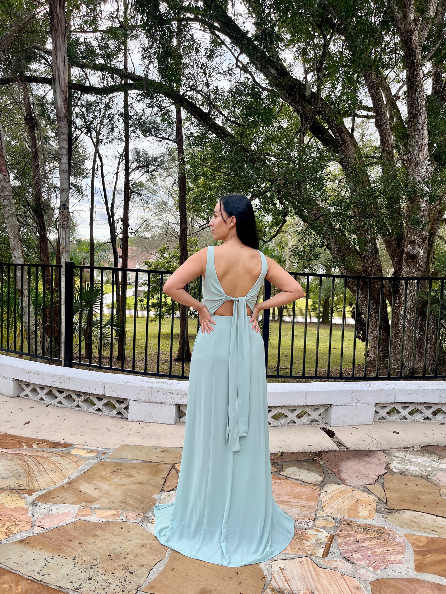 Scoop Neckline Tie Back Dress