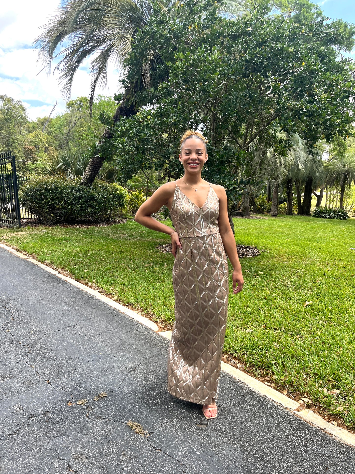 Sequins Spaghetti Strap V- Neck Dress