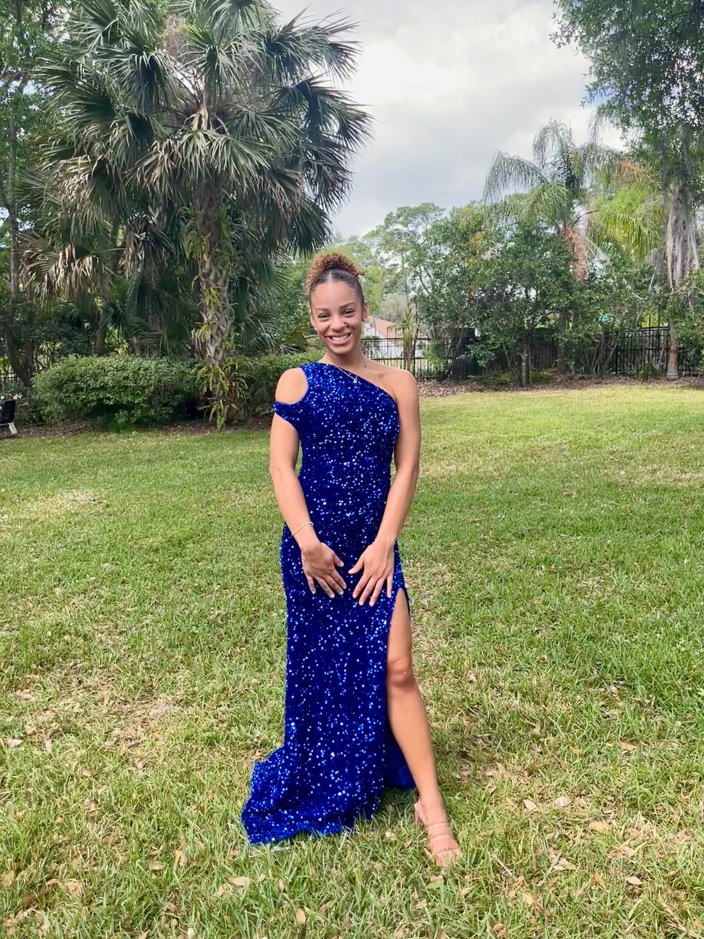 Velvet Sequins One Shoulder Dress