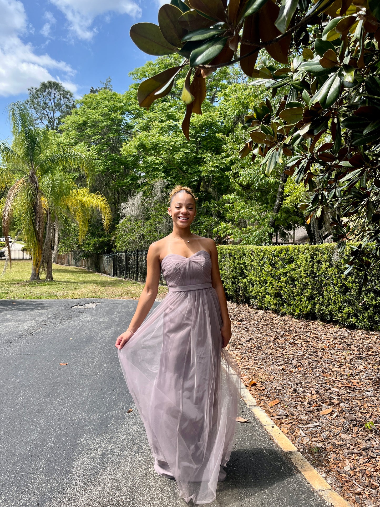 Tulle Strapless Dress with Removable Belt