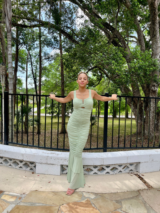 Rushed Fishtail Dress
