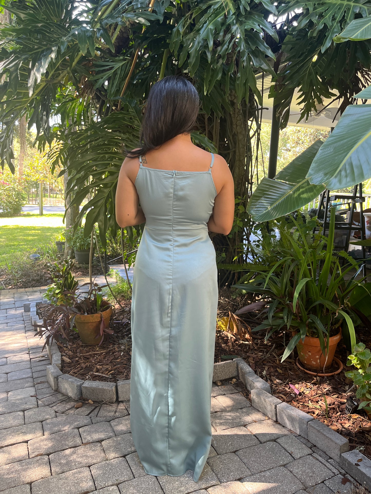 Adjustable Strap Satin Dress