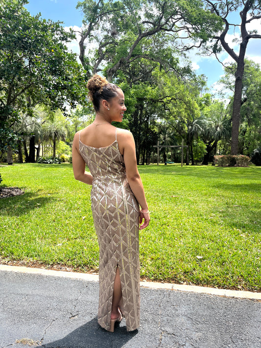 Sequins Spaghetti Strap V- Neck Dress