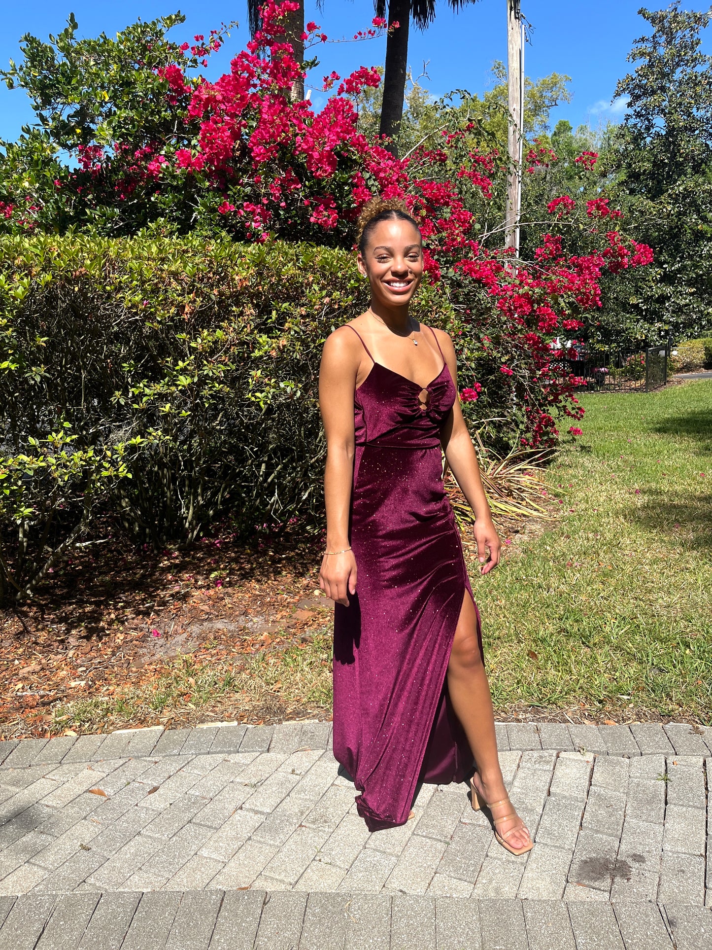 Glitter Velvet Peekaboo Dress