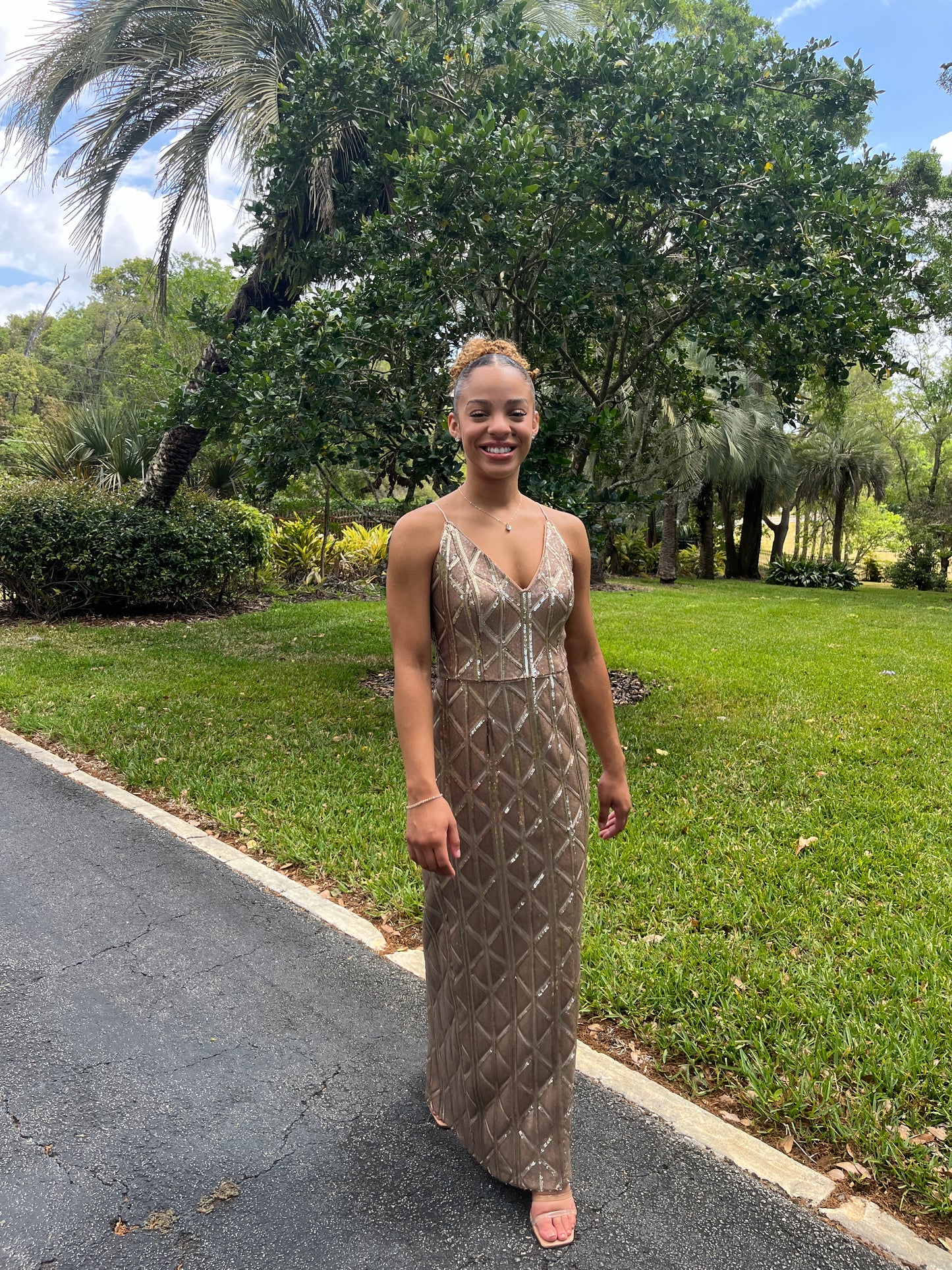 Sequins Spaghetti Strap V- Neck Dress