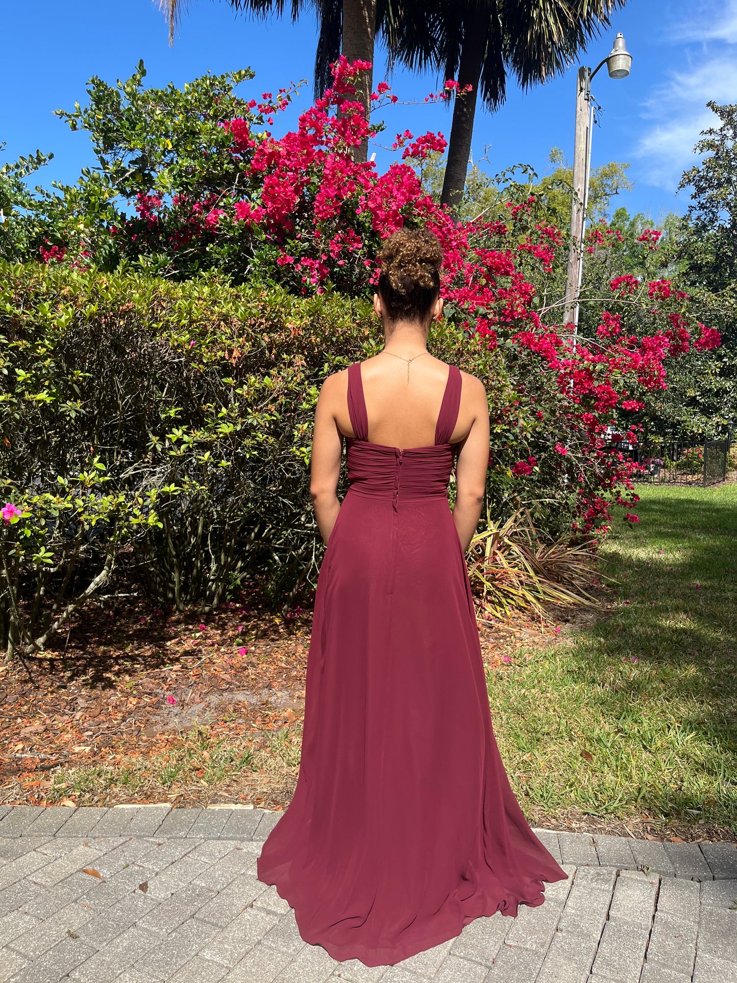 Empire Pleated Chiffon Dress