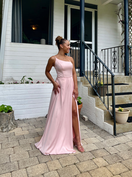 One Shoulder High Slit Dress