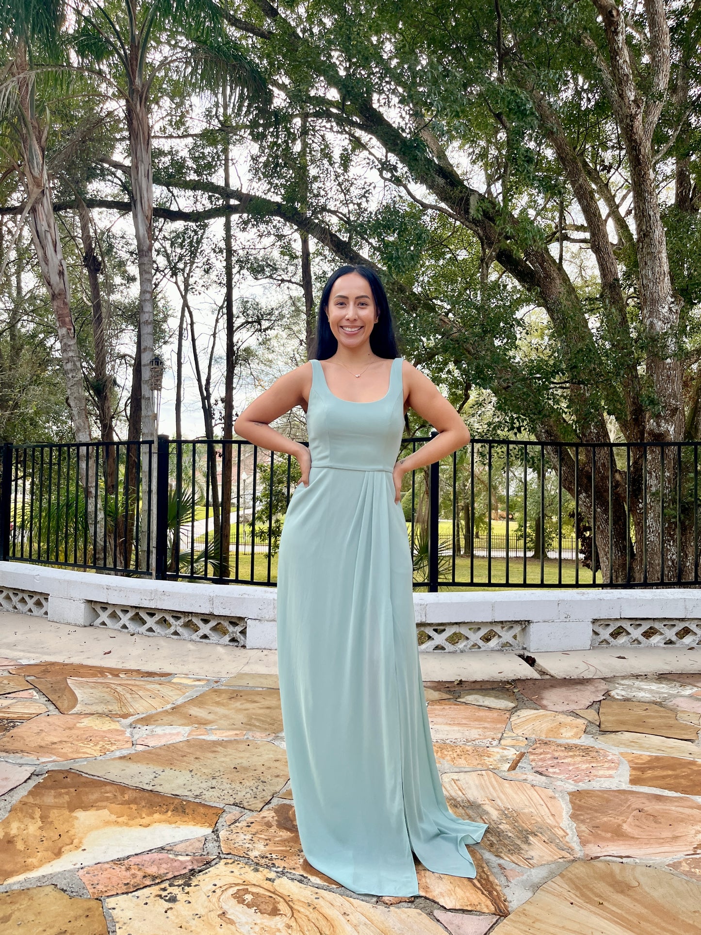 Scoop Neckline Tie Back Dress