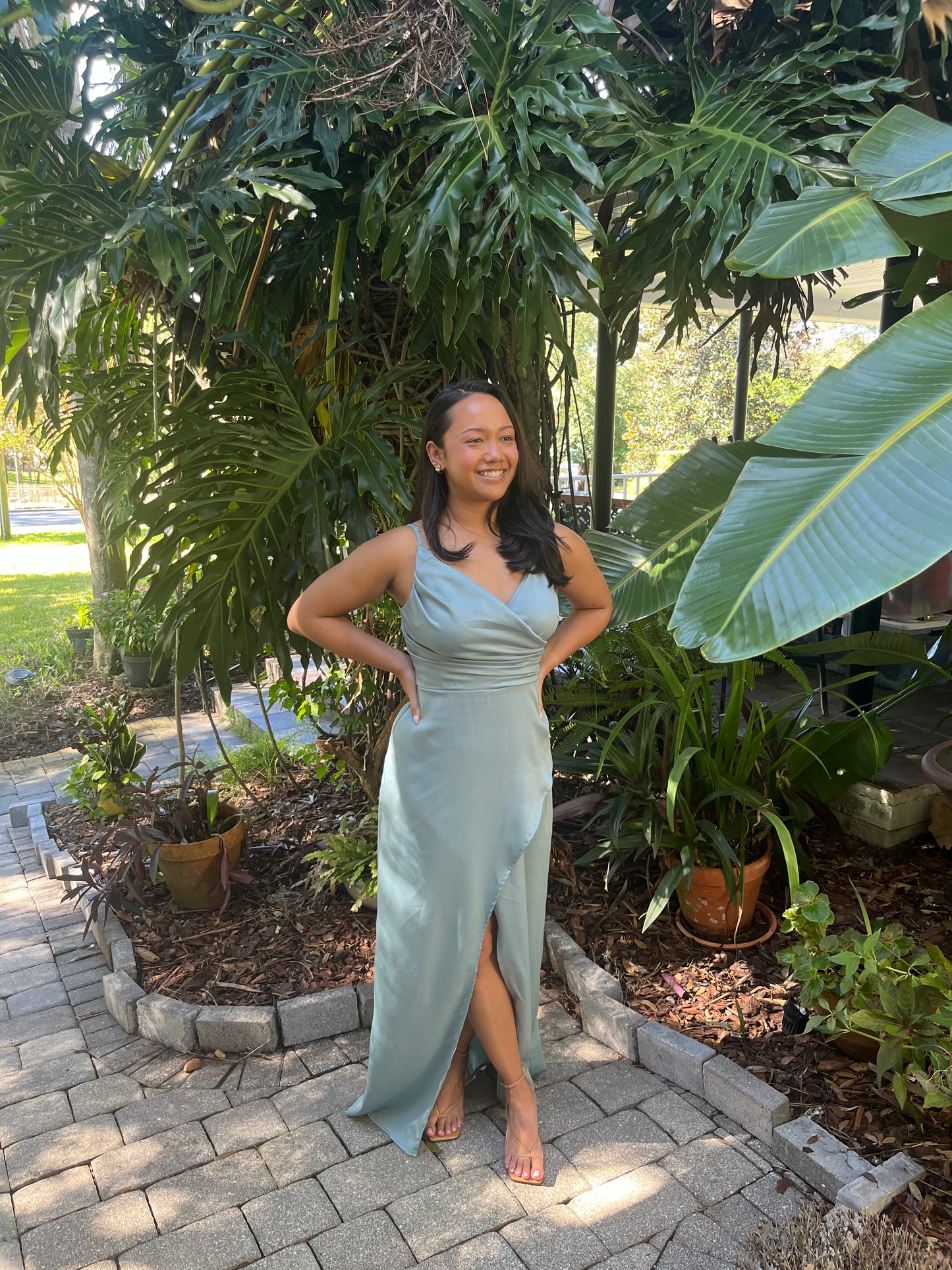 Adjustable Strap Satin Dress