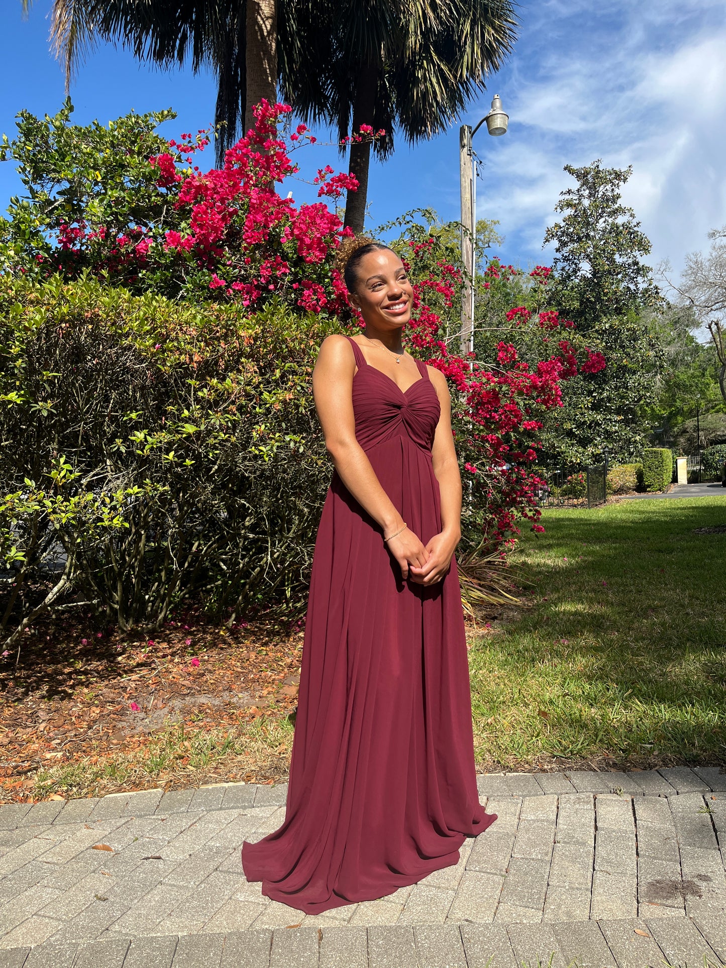 Empire Pleated Chiffon Dress