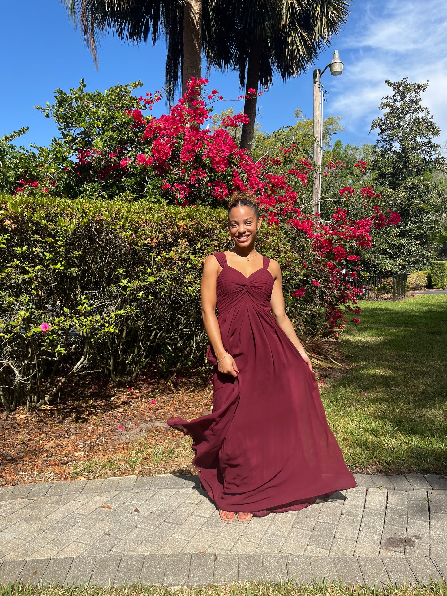 Empire Pleated Chiffon Dress