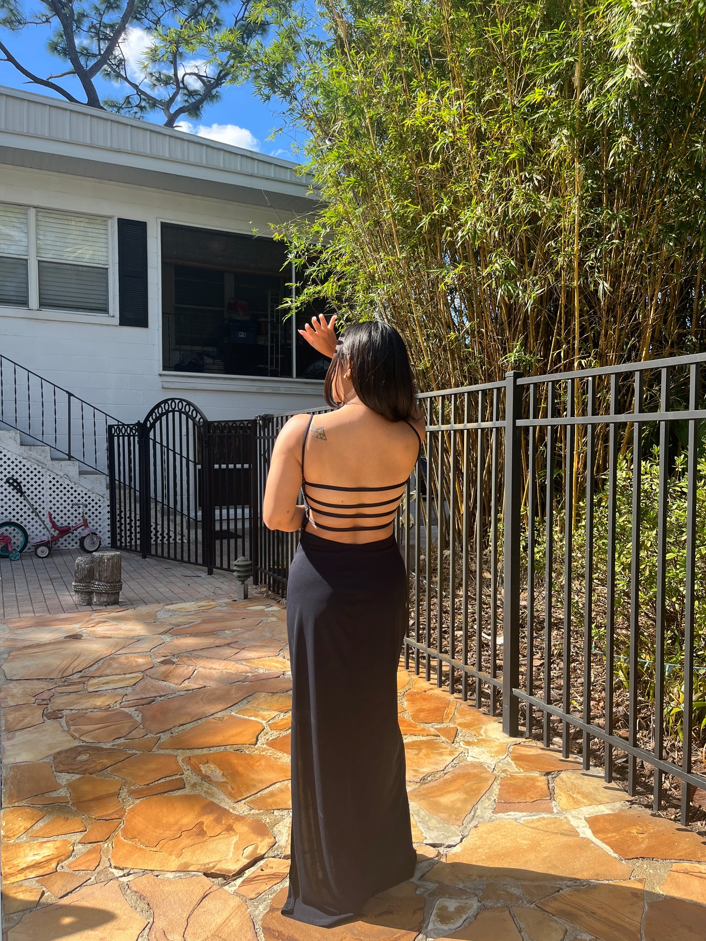 Embellished Back Strappy Dress