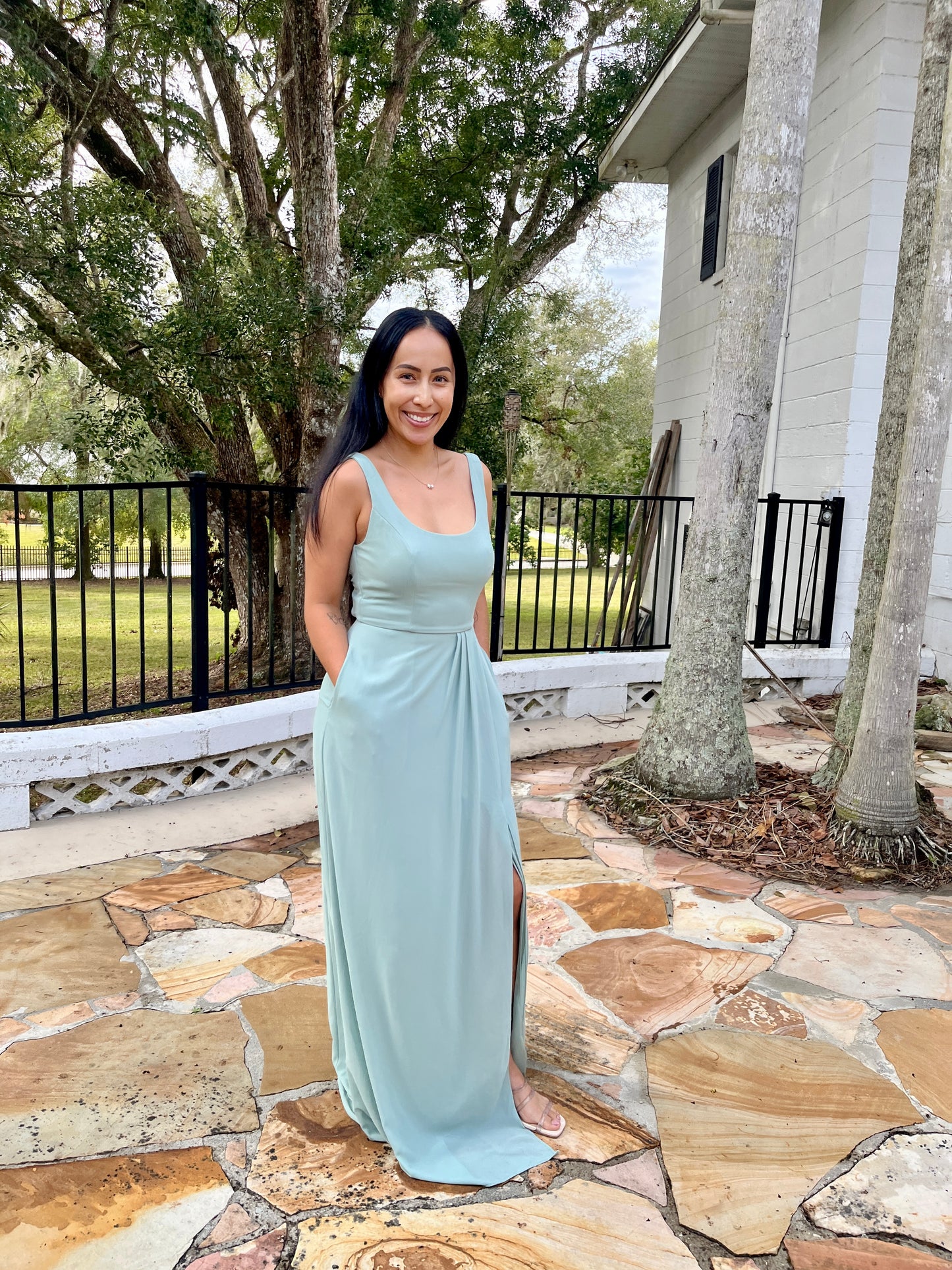 Scoop Neckline Tie Back Dress