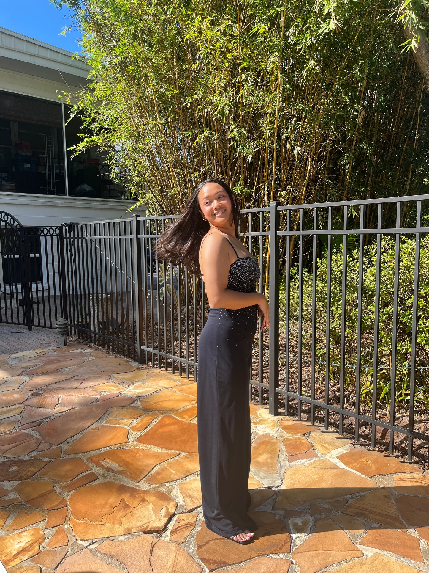 Embellished Back Strappy Dress