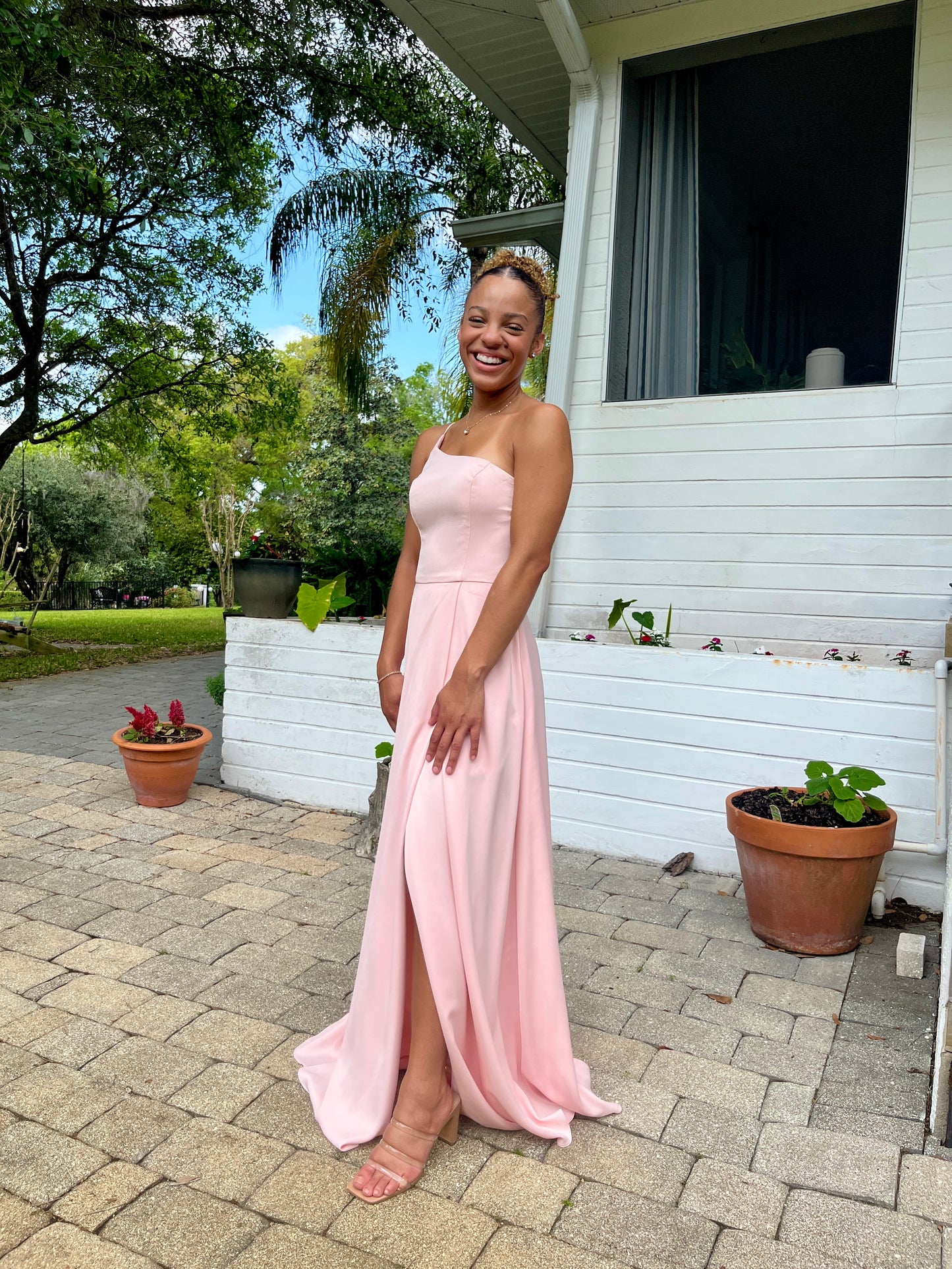 One Shoulder High Slit Dress