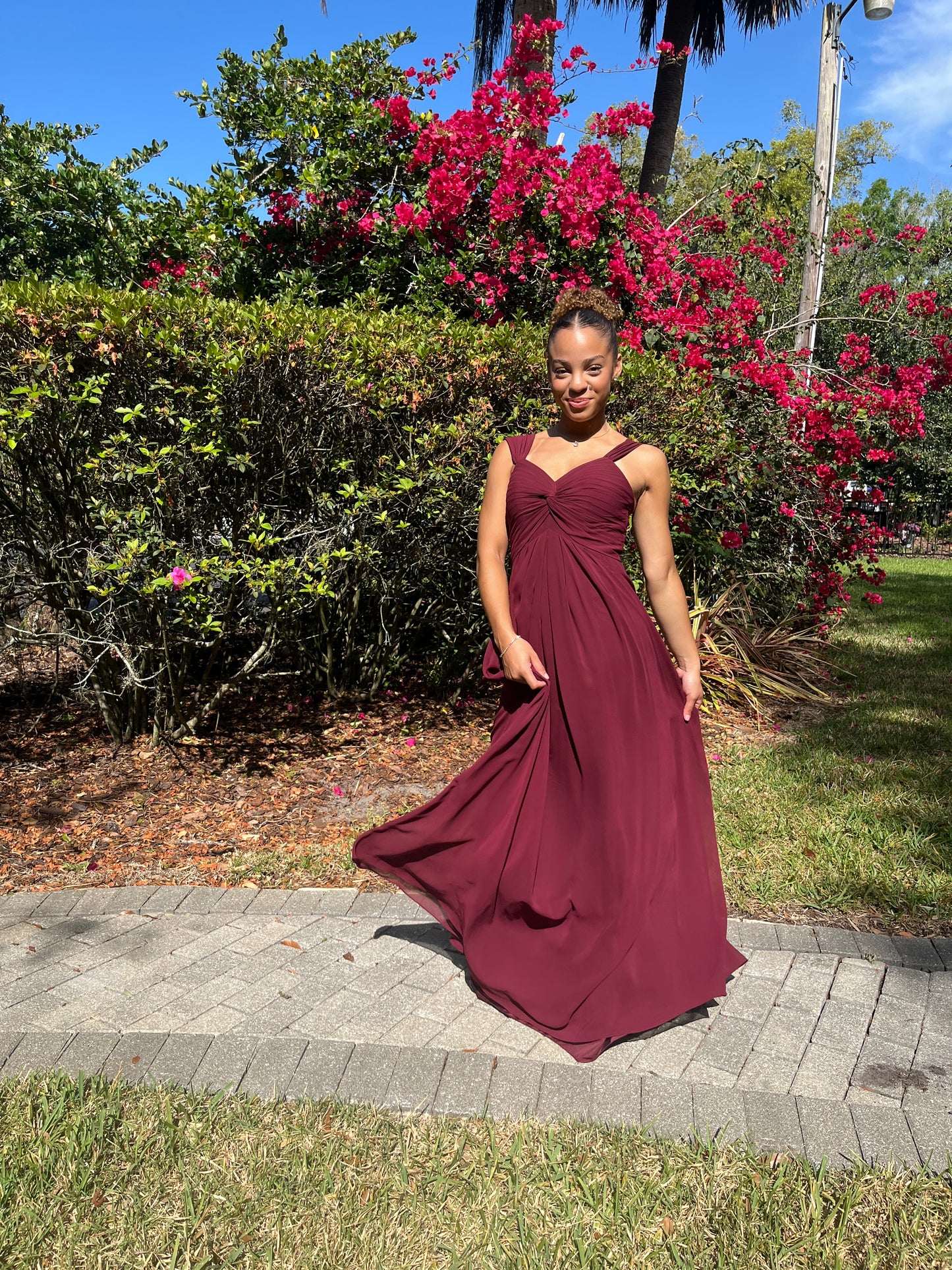 Empire Pleated Chiffon Dress