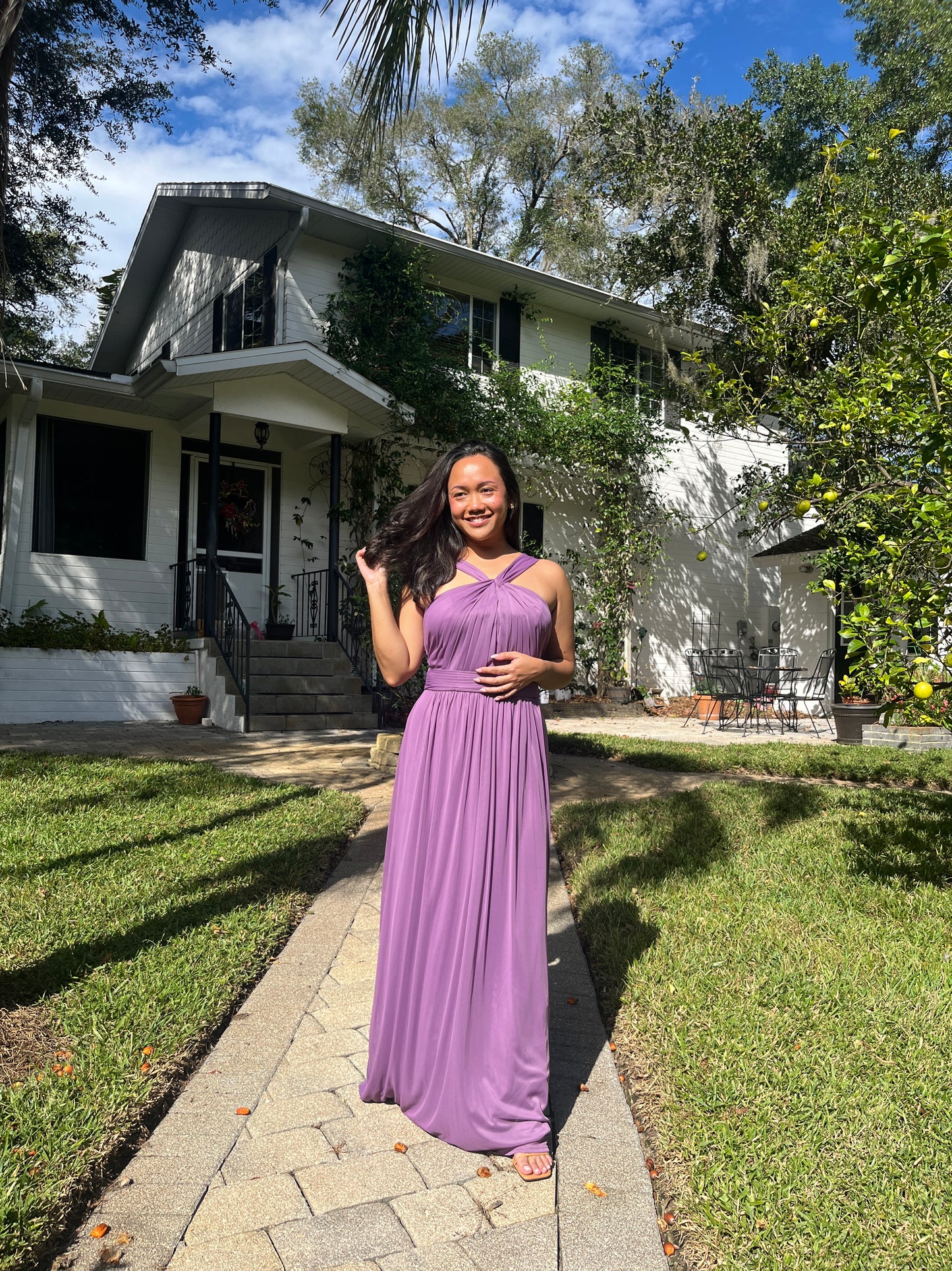 Cinched Bodice Halter Neckline Dress