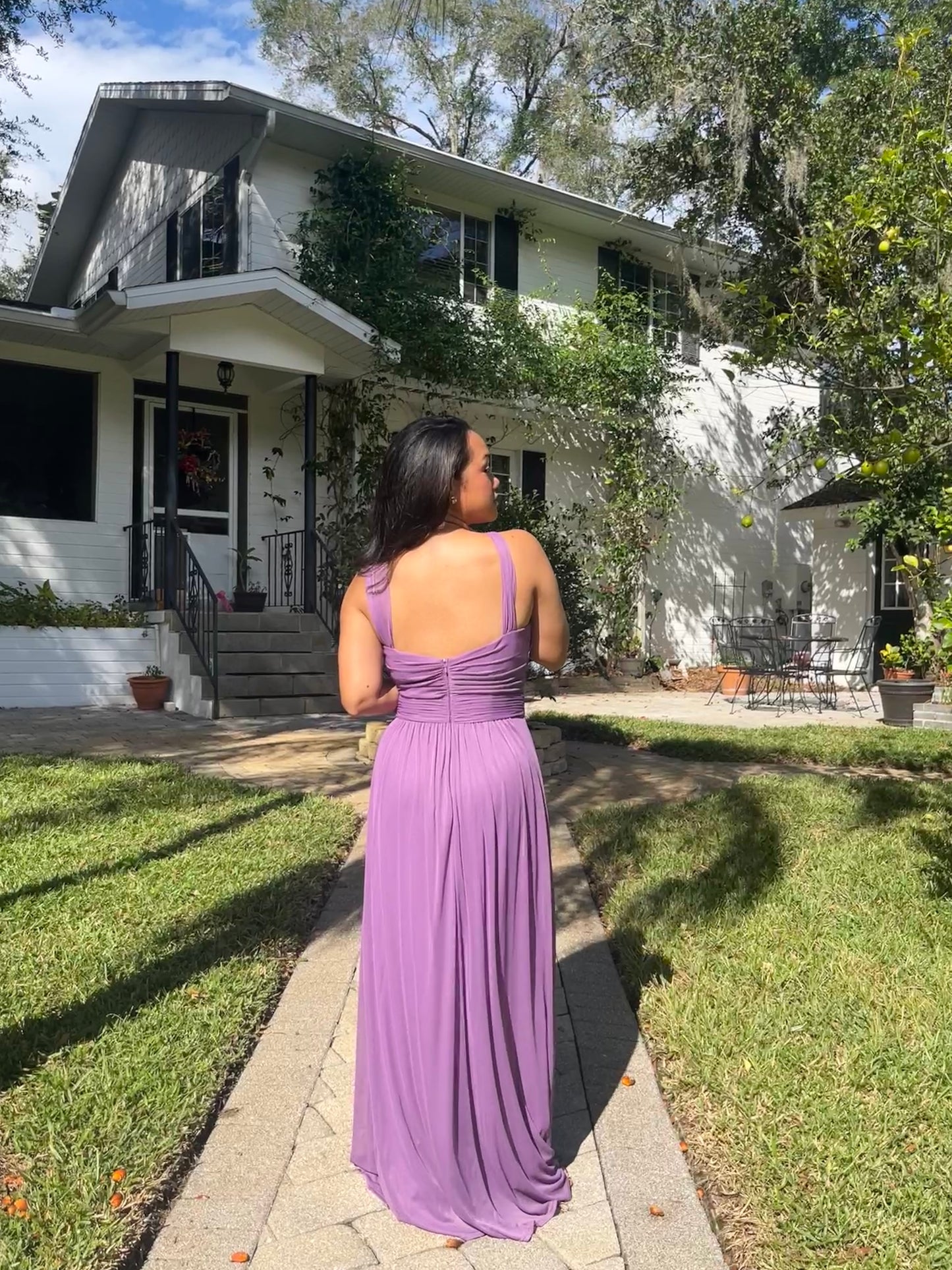 Cinched Bodice Halter Neckline Dress