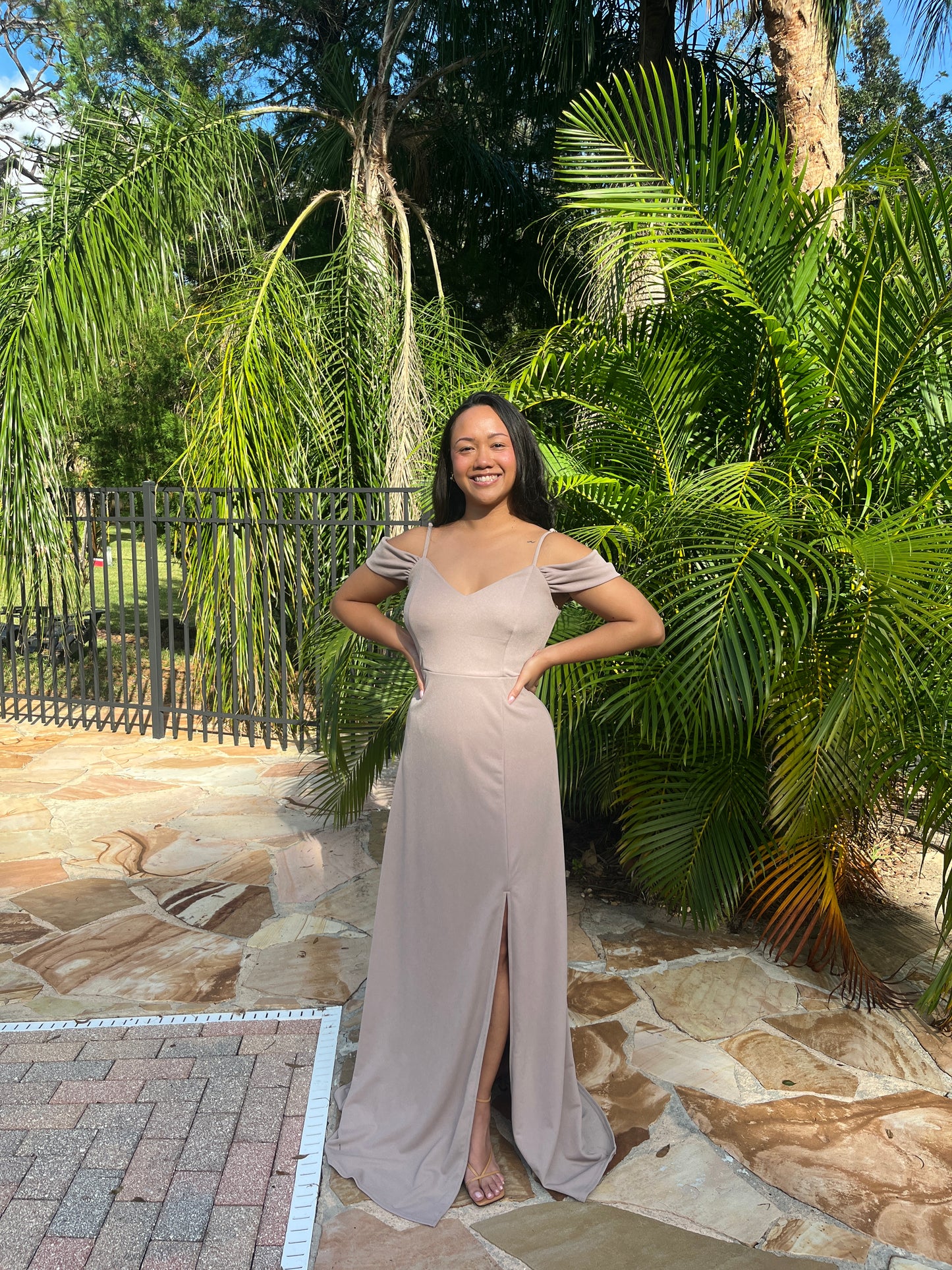 Cold shoulder Floor Length Dress