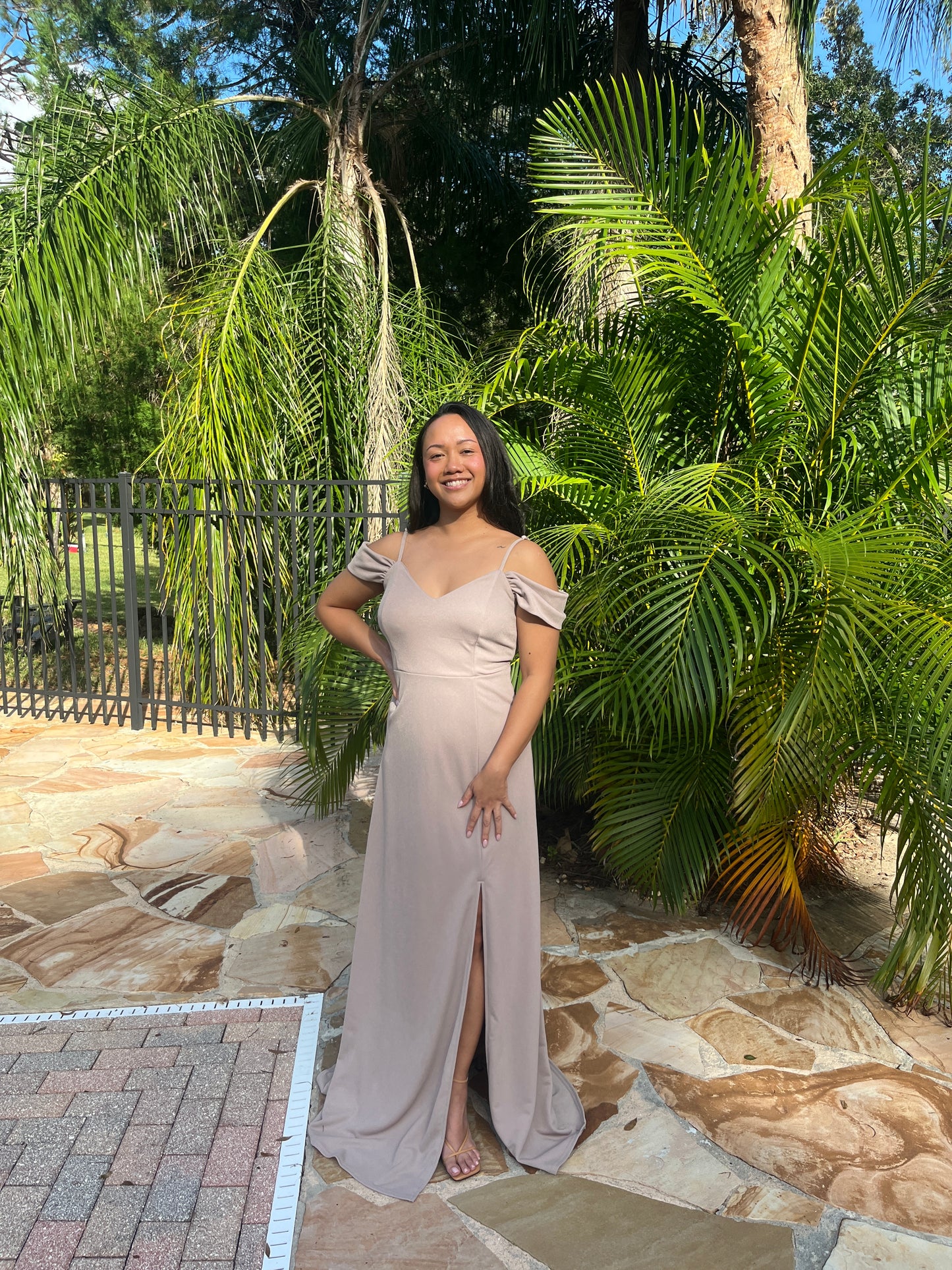 Cold shoulder Floor Length Dress