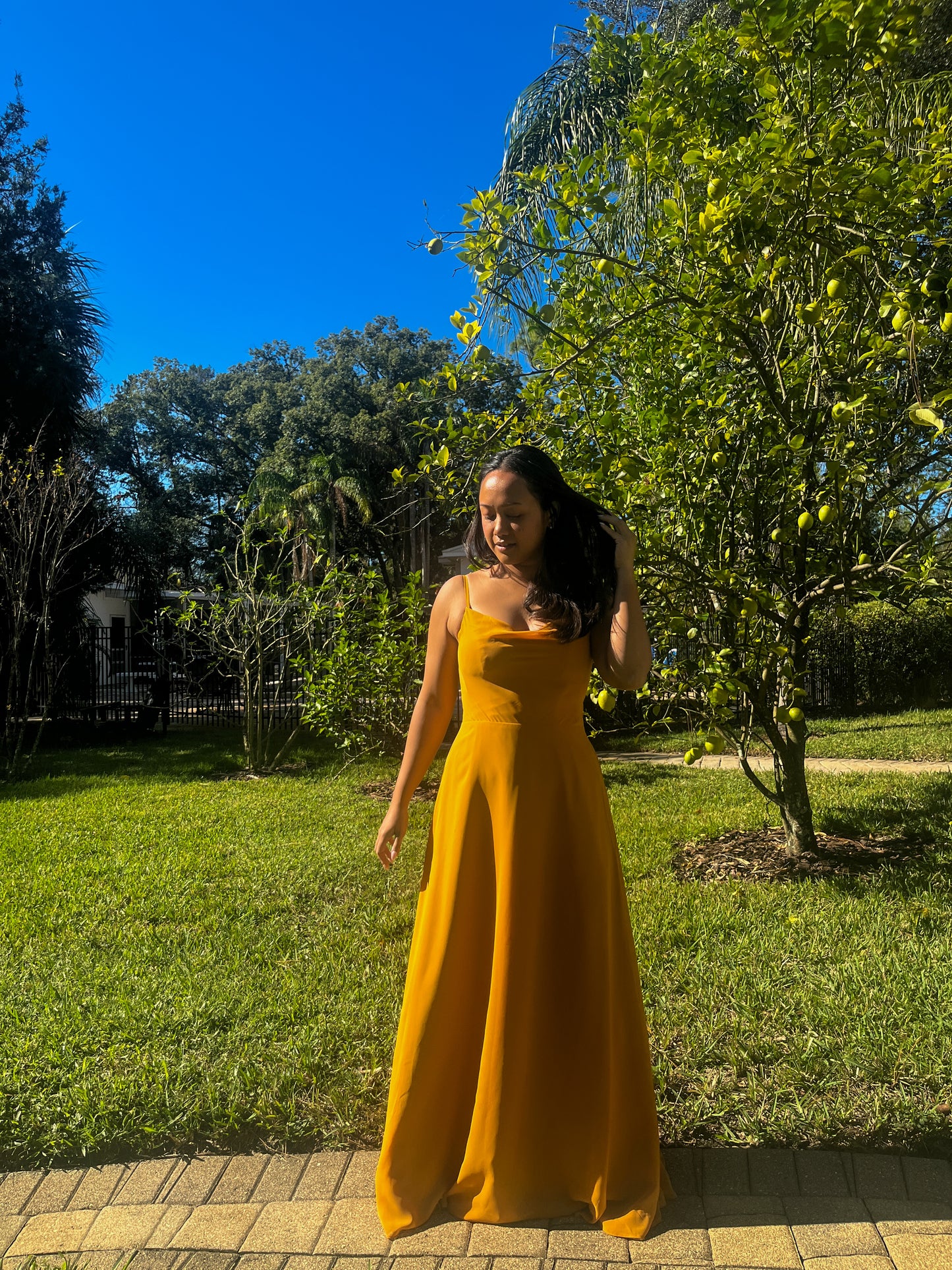 Cowl Neckline Full Skirt Dress