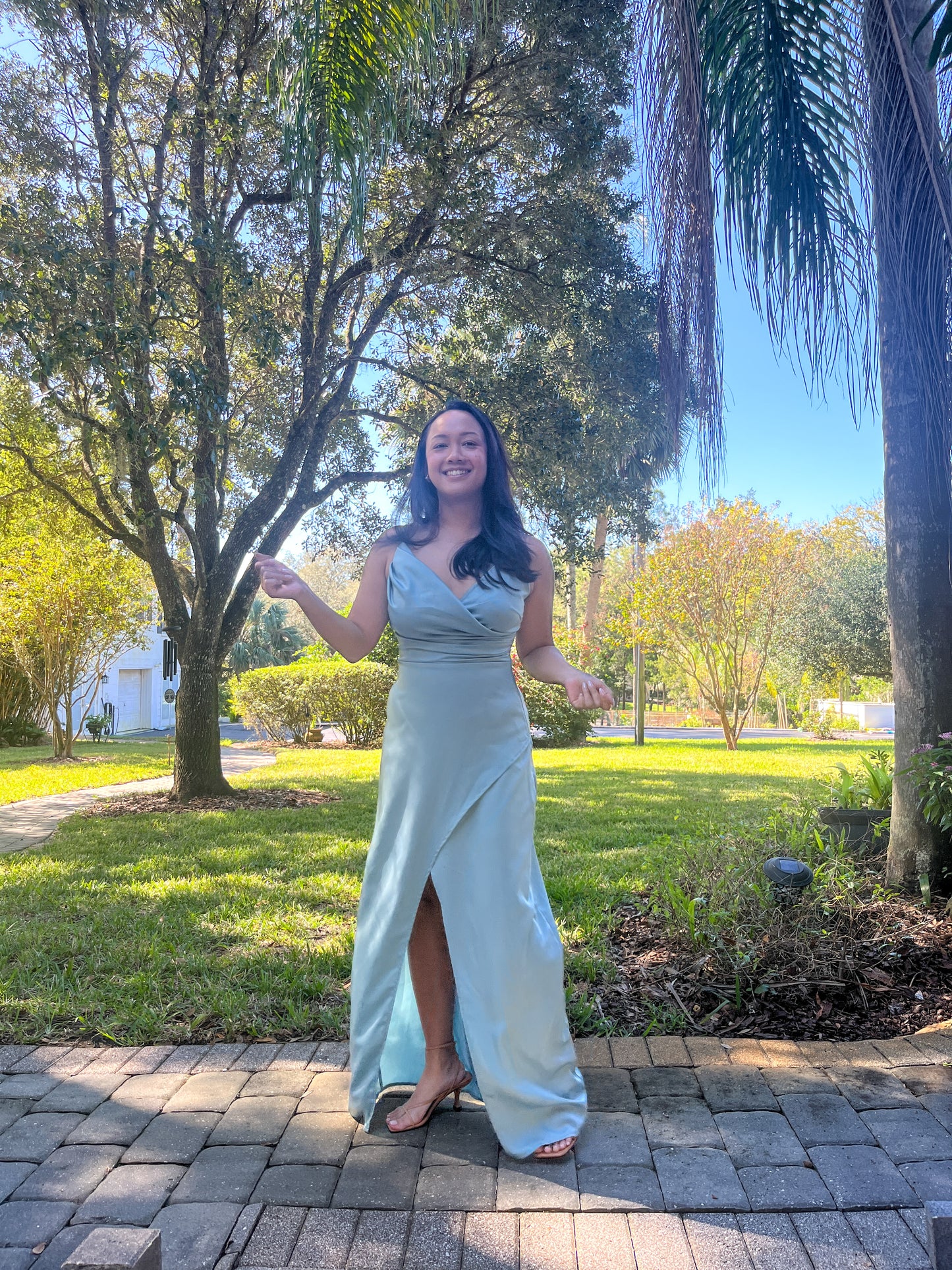 Adjustable Strap Satin Dress