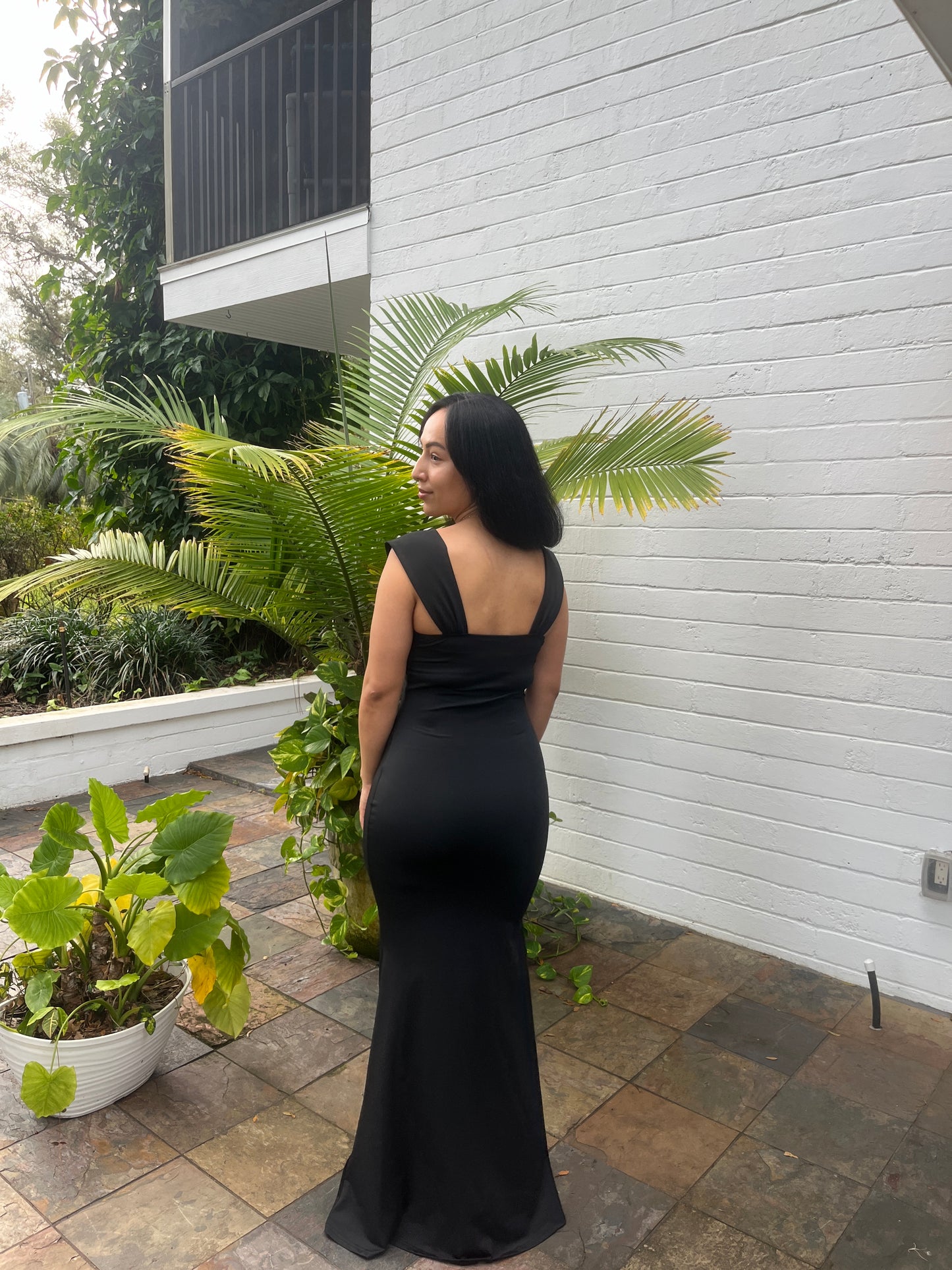 Stretch Ruched Black Dress