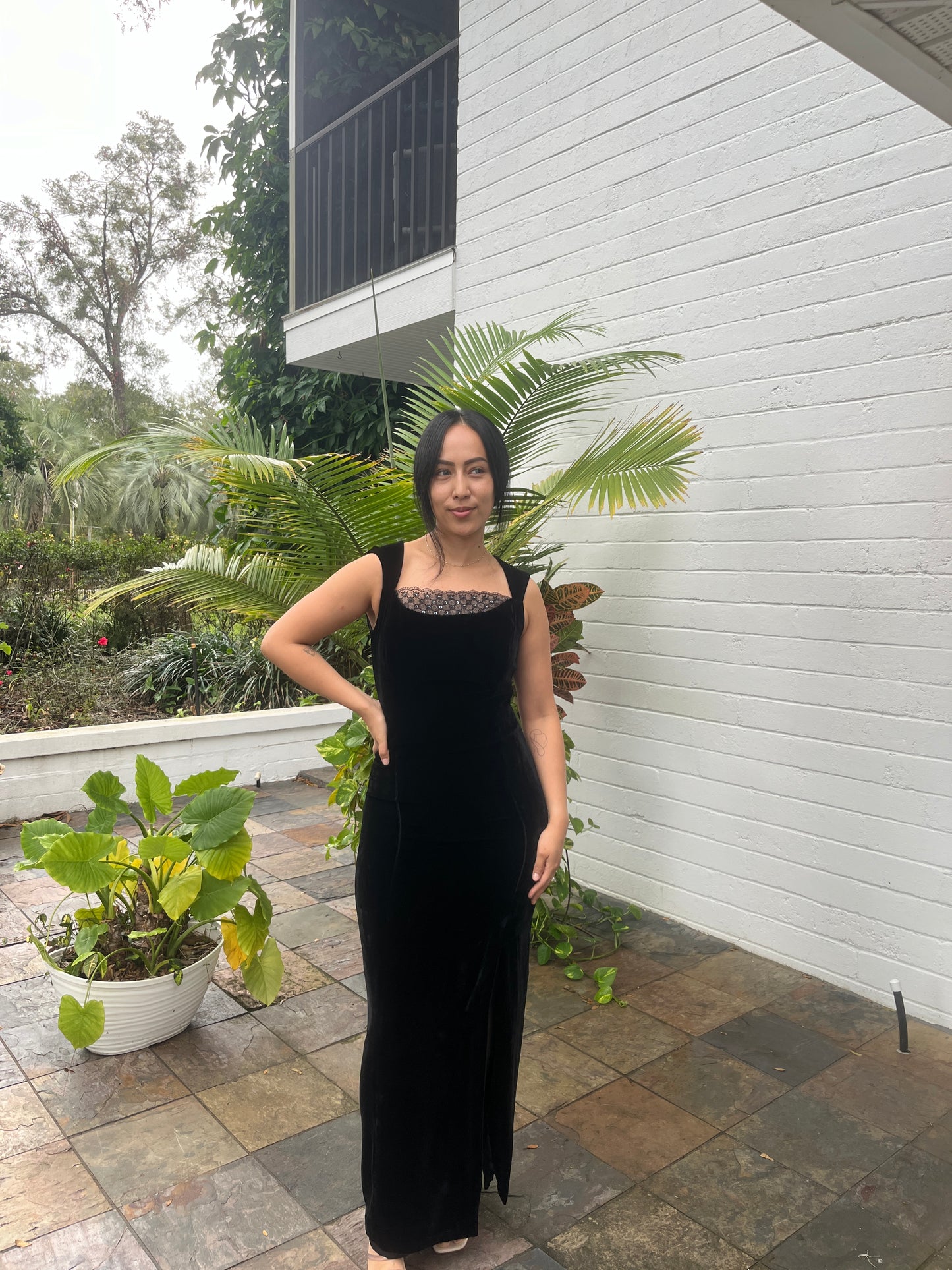 Embellished Velvet Dress