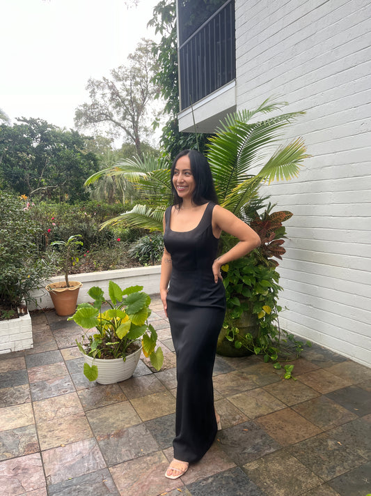 Square Neckline Wide Strap Dress
